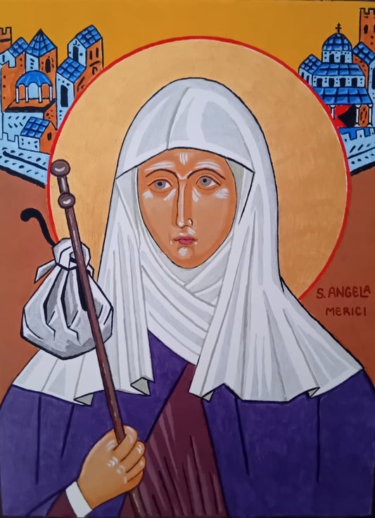 Handpainted catholic religious icon of Saint Angela of Merici - Handmadeiconsgreece 