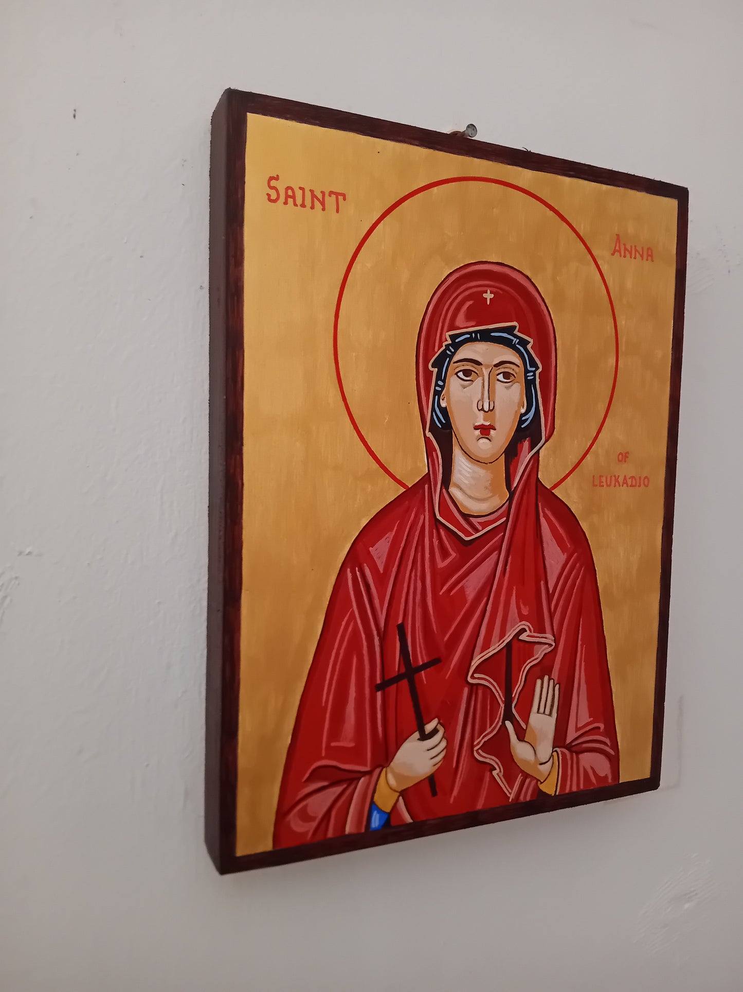 Handpainted orthodox religious icon Saint Anna of Leukadio - Handmadeiconsgreece