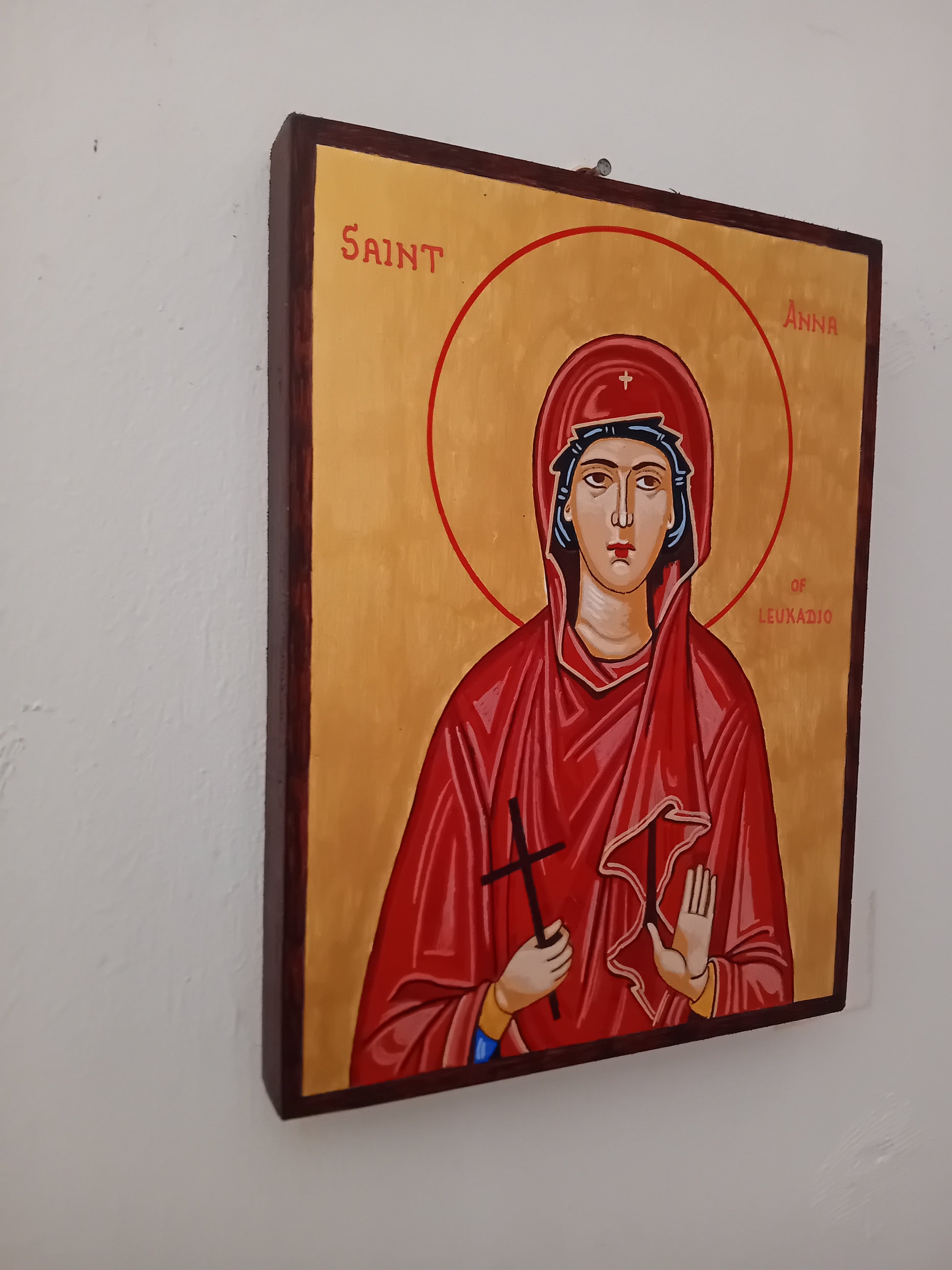 Handpainted orthodox religious icon Saint Anna of Leukadio - Handmadeiconsgreece