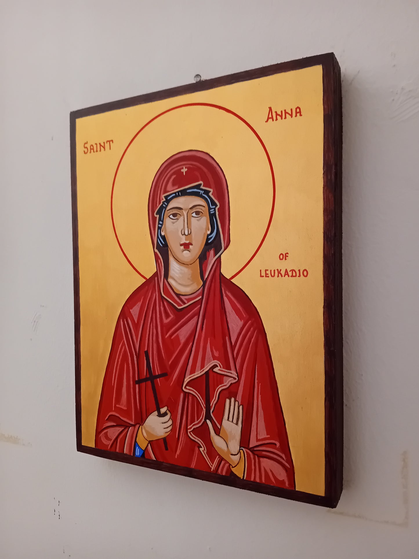 Handpainted orthodox religious icon Saint Anna of Leukadio - Handmadeiconsgreece