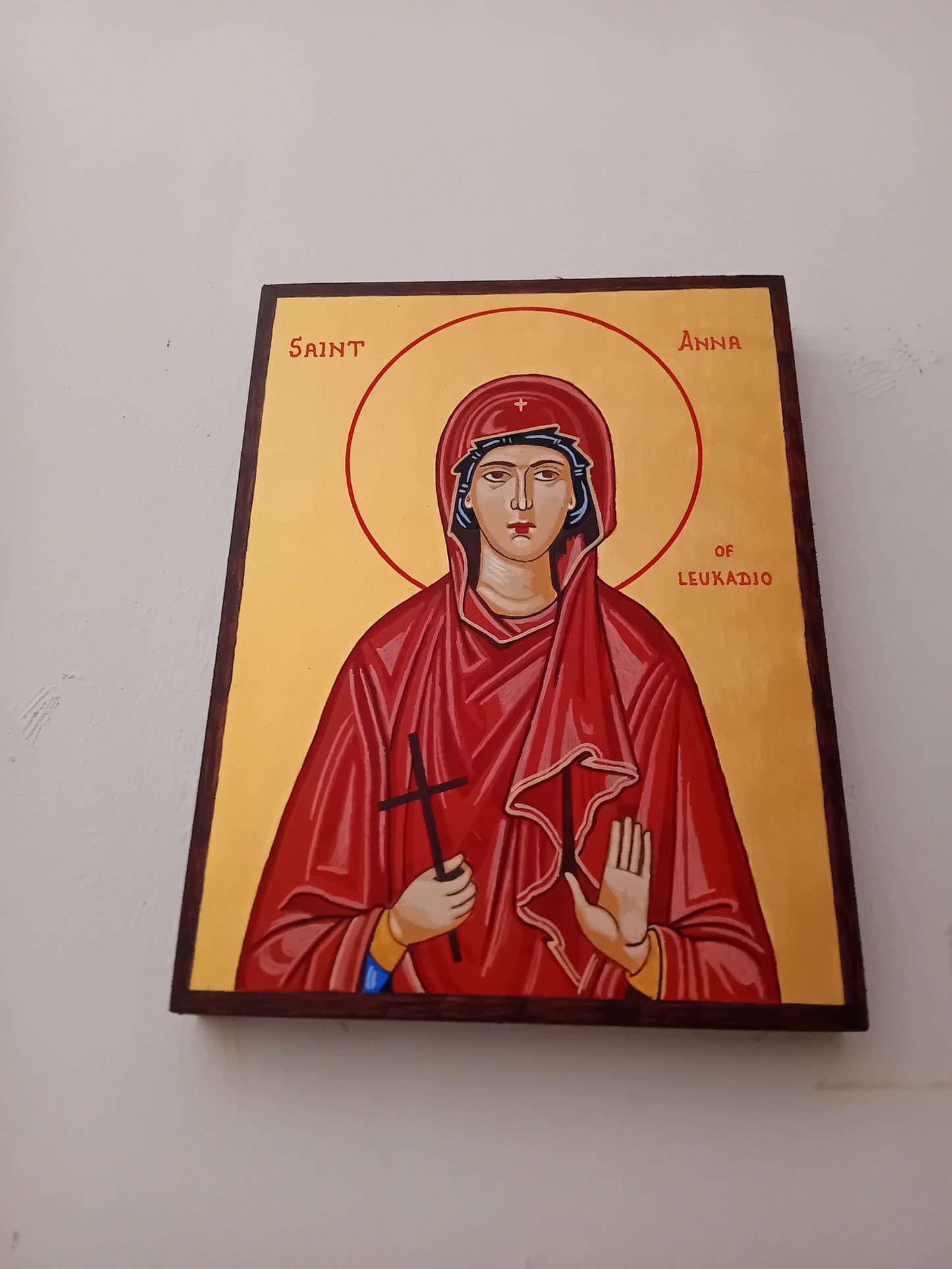 Handpainted orthodox religious icon Saint Anna of Leukadio - Handmadeiconsgreece