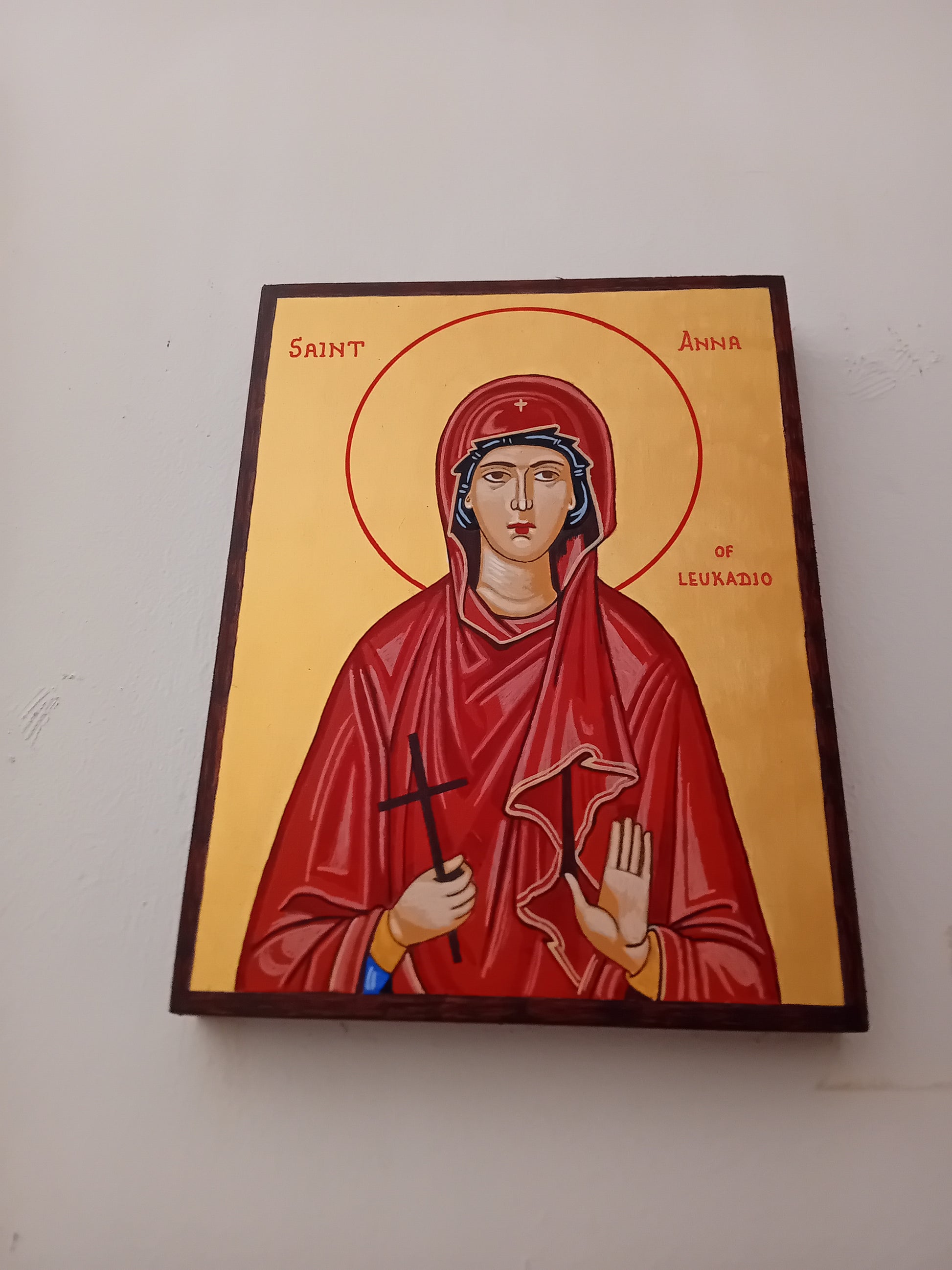 Handpainted orthodox religious icon Saint Anna of Leukadio - Handmadeiconsgreece