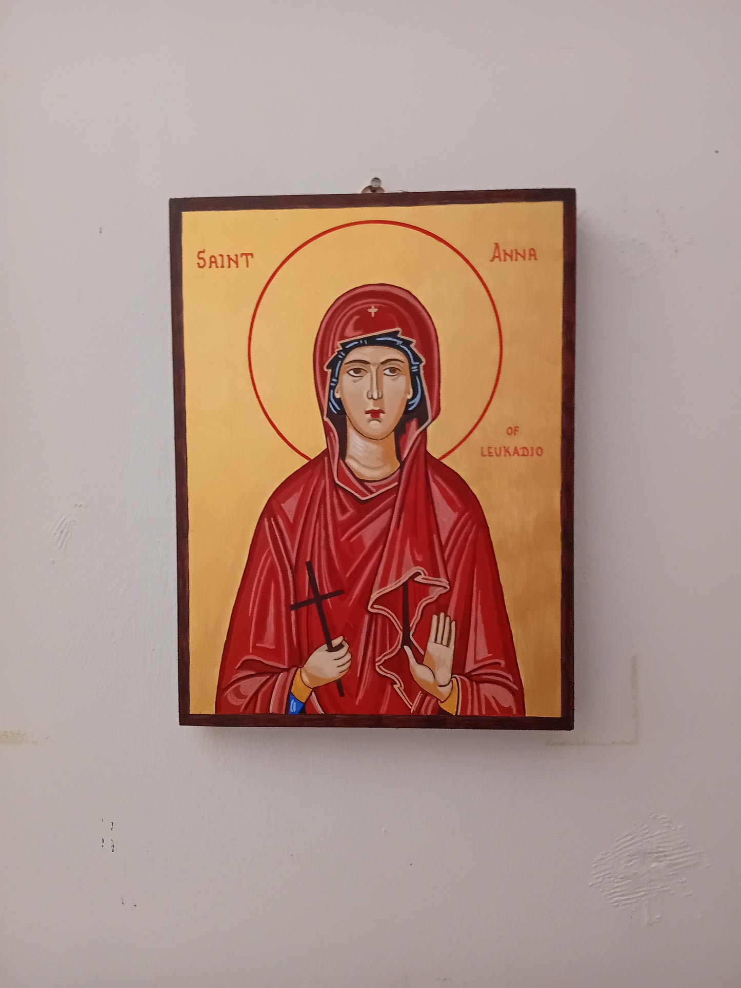 Handpainted orthodox religious icon Saint Anna of Leukadio - Handmadeiconsgreece