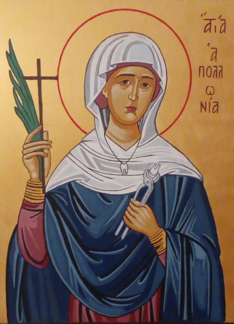 Handpainted orthodox religious icon Saint Apollonia - Handmadeiconsgreece