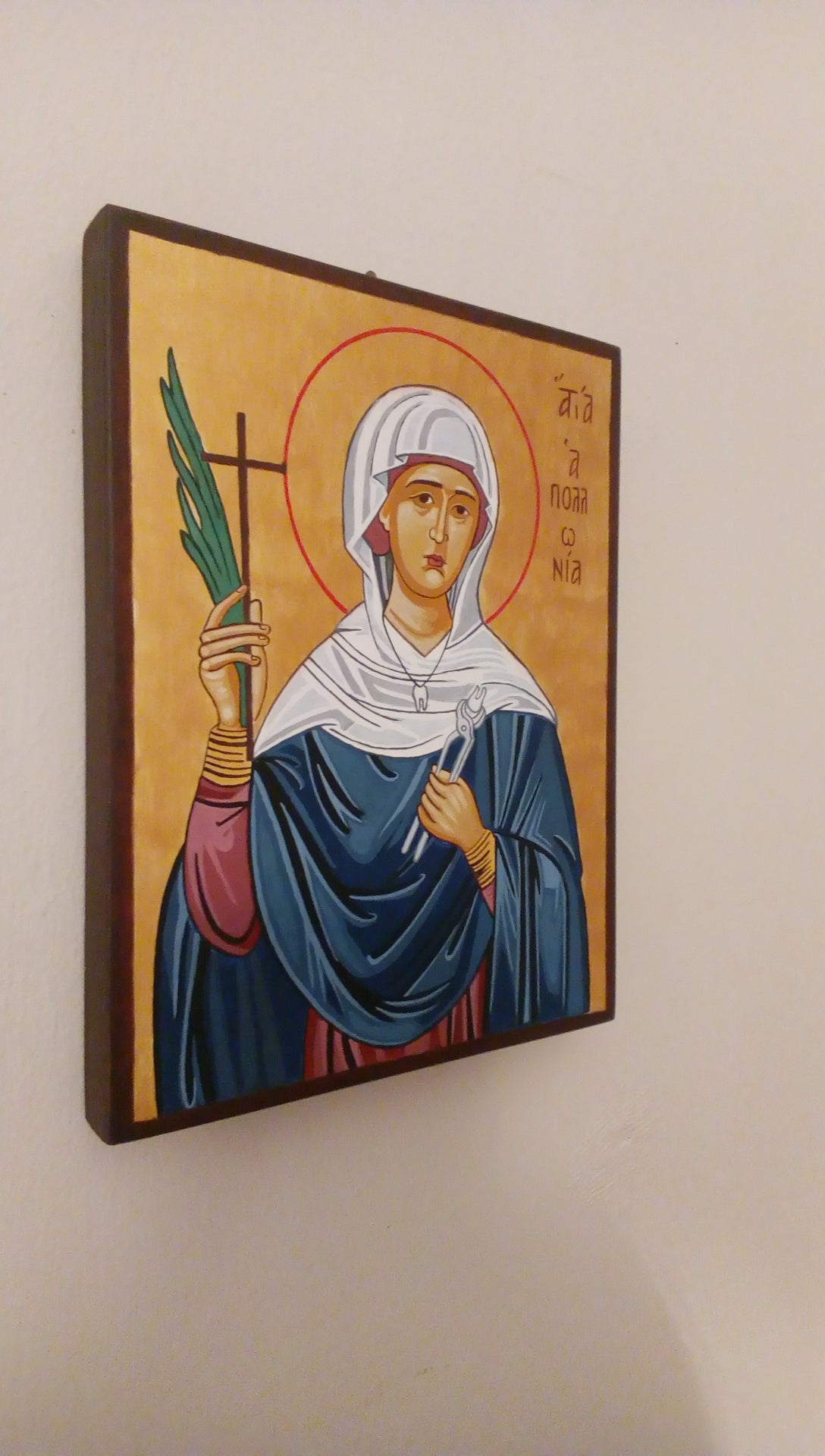 Handpainted orthodox religious icon Saint Apollonia - Handmadeiconsgreece