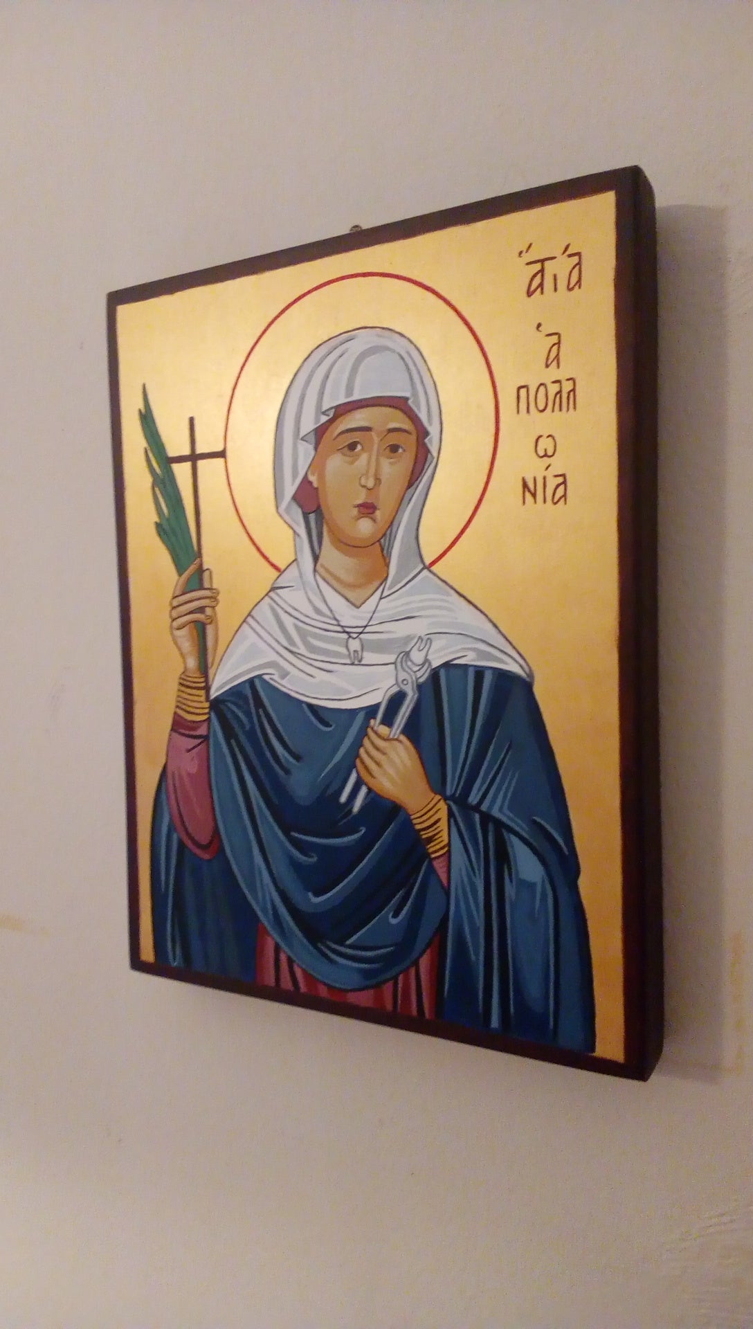 Handpainted orthodox religious icon Saint Apollonia - Handmadeiconsgreece