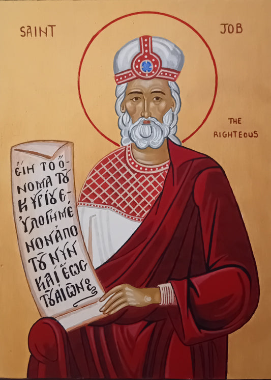 Handpainted orthodox religious icon Saint Job the Righteous and Long Suffering - Handmadeiconsgreece