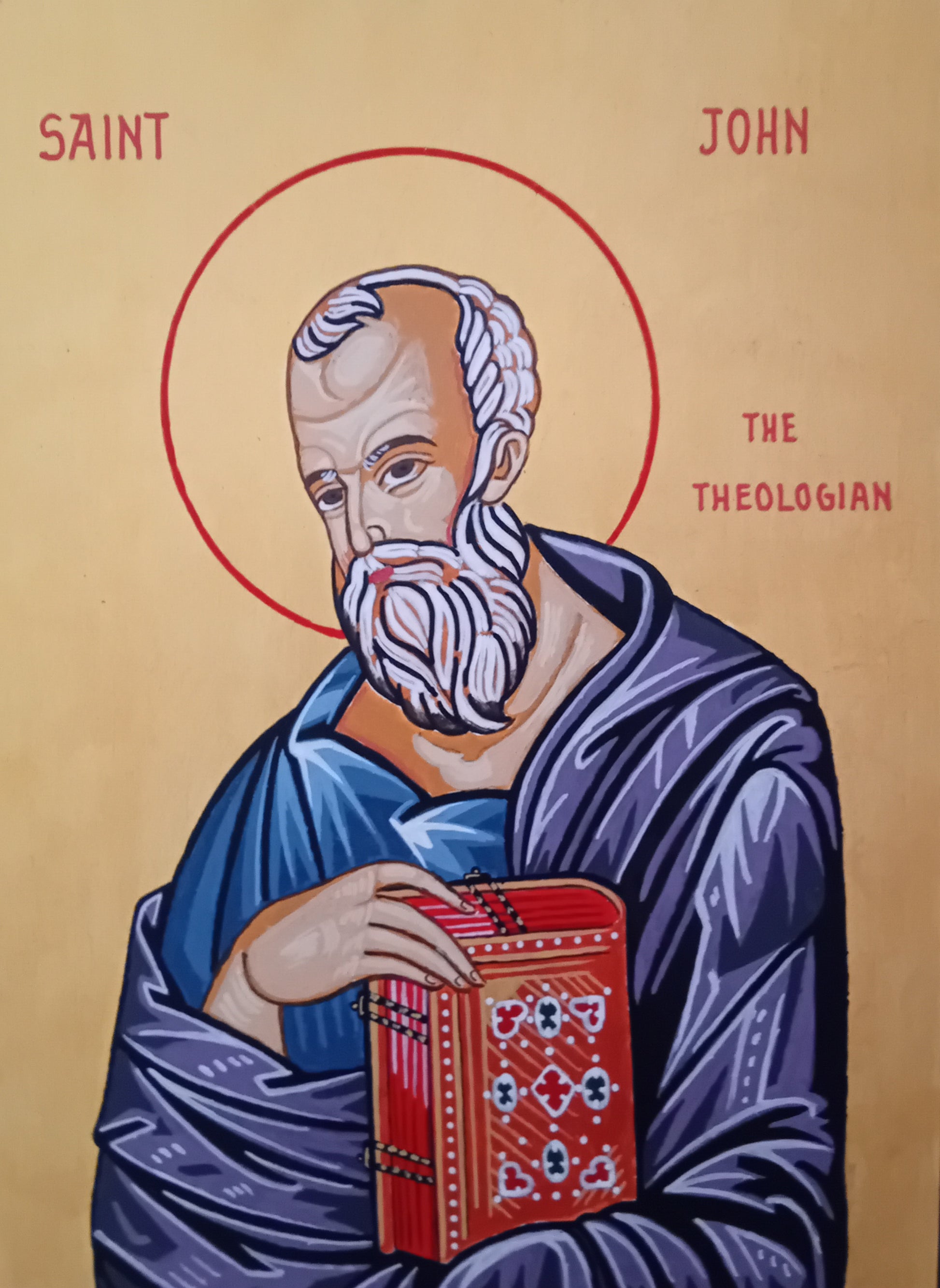 Handpainted orthodox religious icon Saint John the Theologian - HandmadeIconsGreece