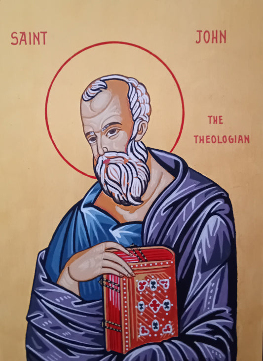 Handpainted orthodox religious icon Saint John the Theologian - HandmadeIconsGreece