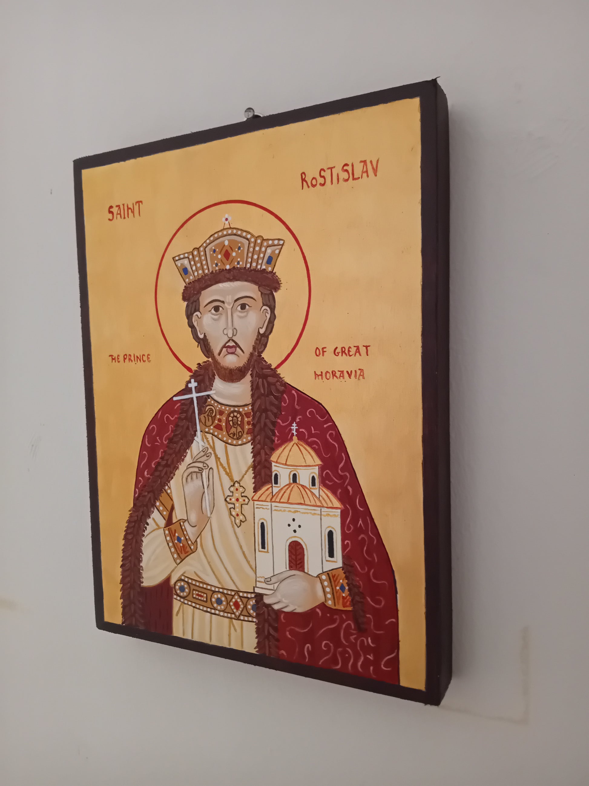 Handpainted orthodox religious icon Saint Rostislav the Prince of Great Moravia - Handmadeiconsgreece