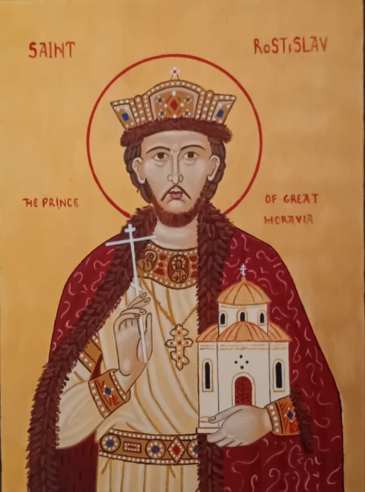 Handpainted orthodox religious icon Saint Rostislav the Prince of Great Moravia - Handmadeiconsgreece