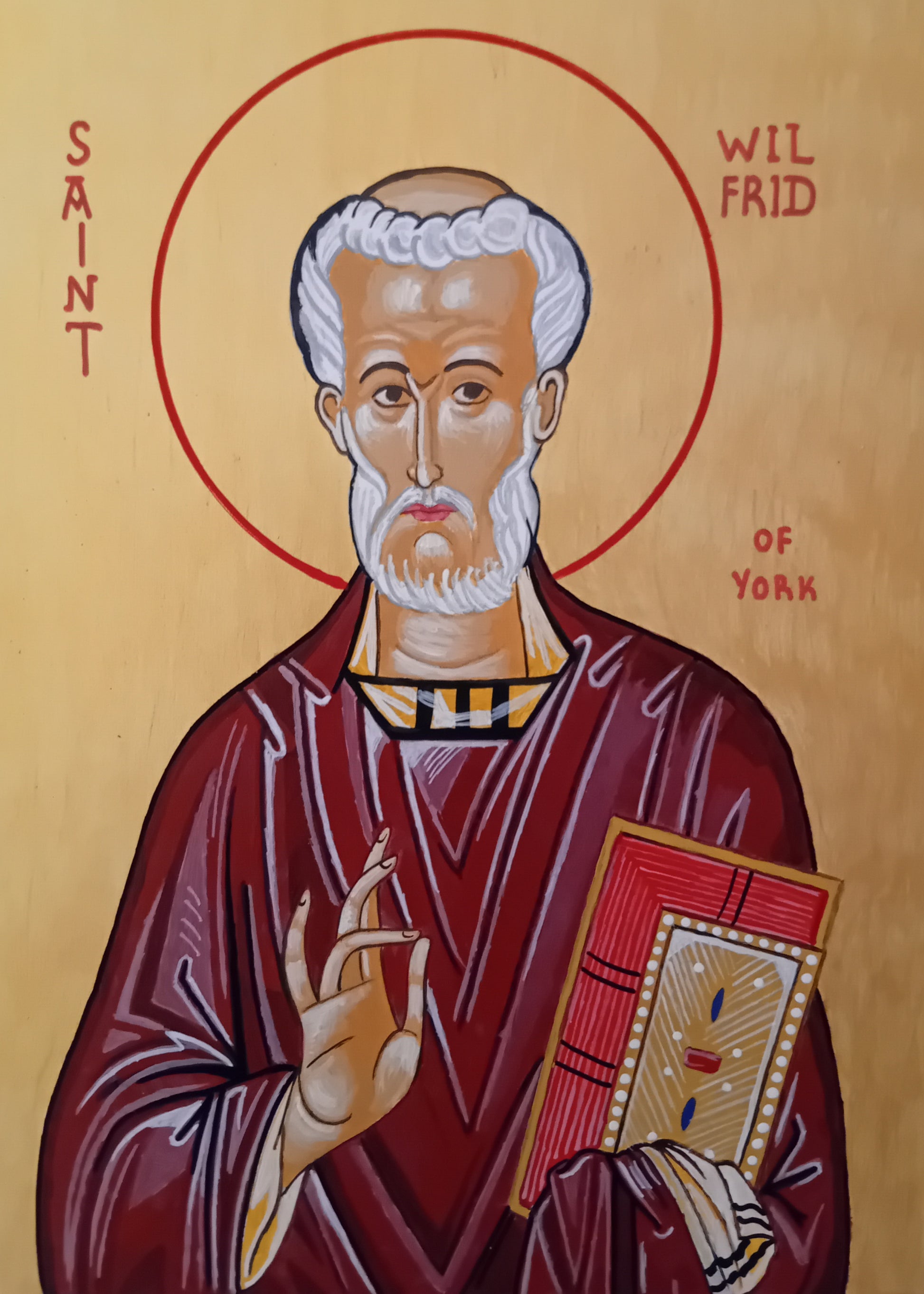 Handpainted catholic religious icon Saint Wilfrid Bishop of York - Handmadeiconsgreece