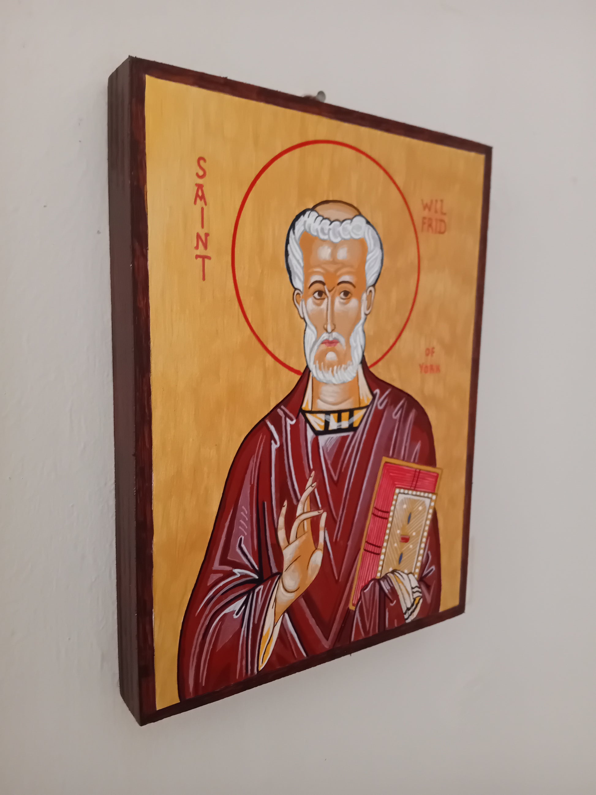 Handpainted catholic religious icon Saint Wilfrid Bishop of York - Handmadeiconsgreece