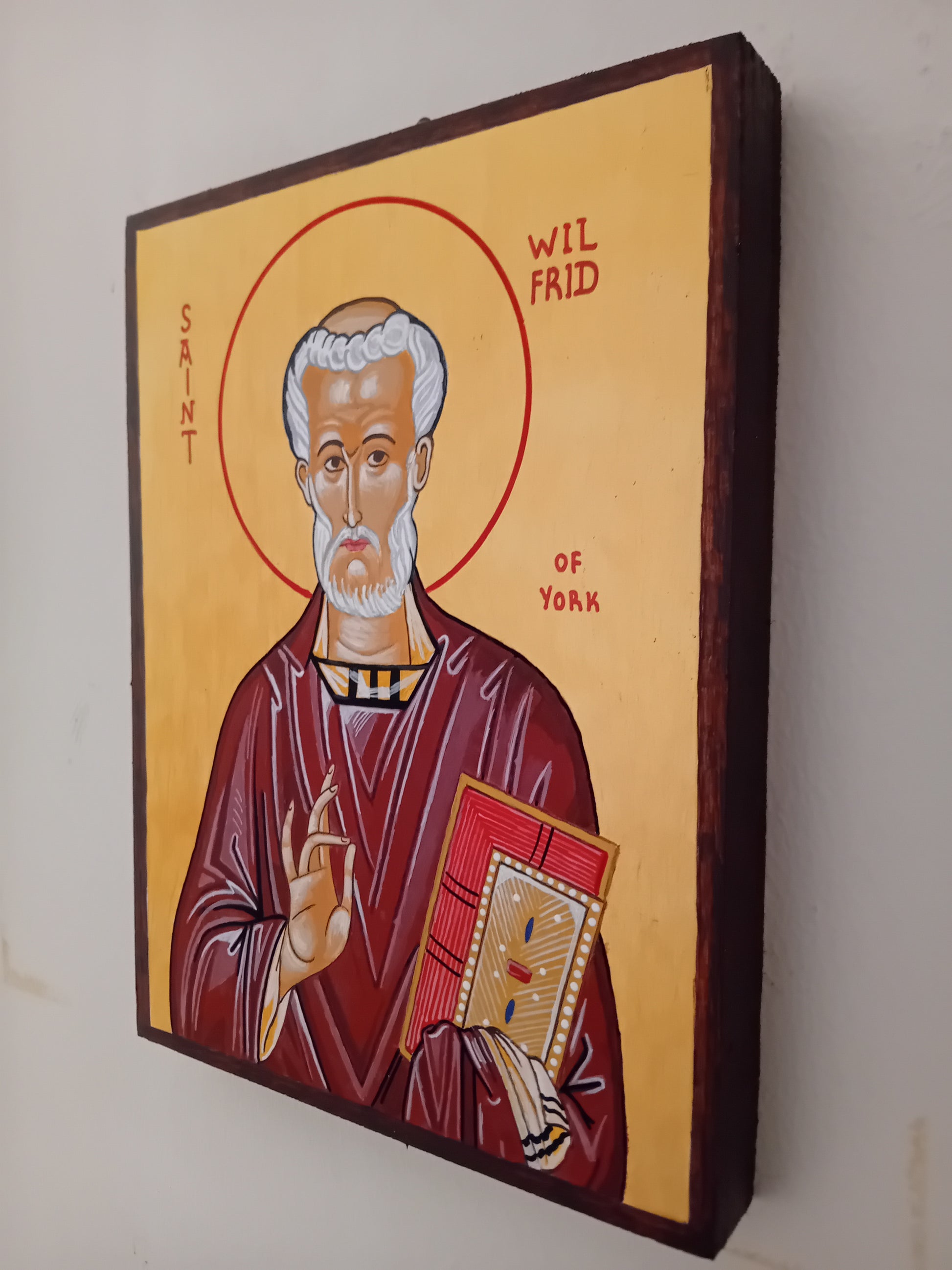 Handpainted catholic religious icon Saint Wilfrid Bishop of York - Handmadeiconsgreece