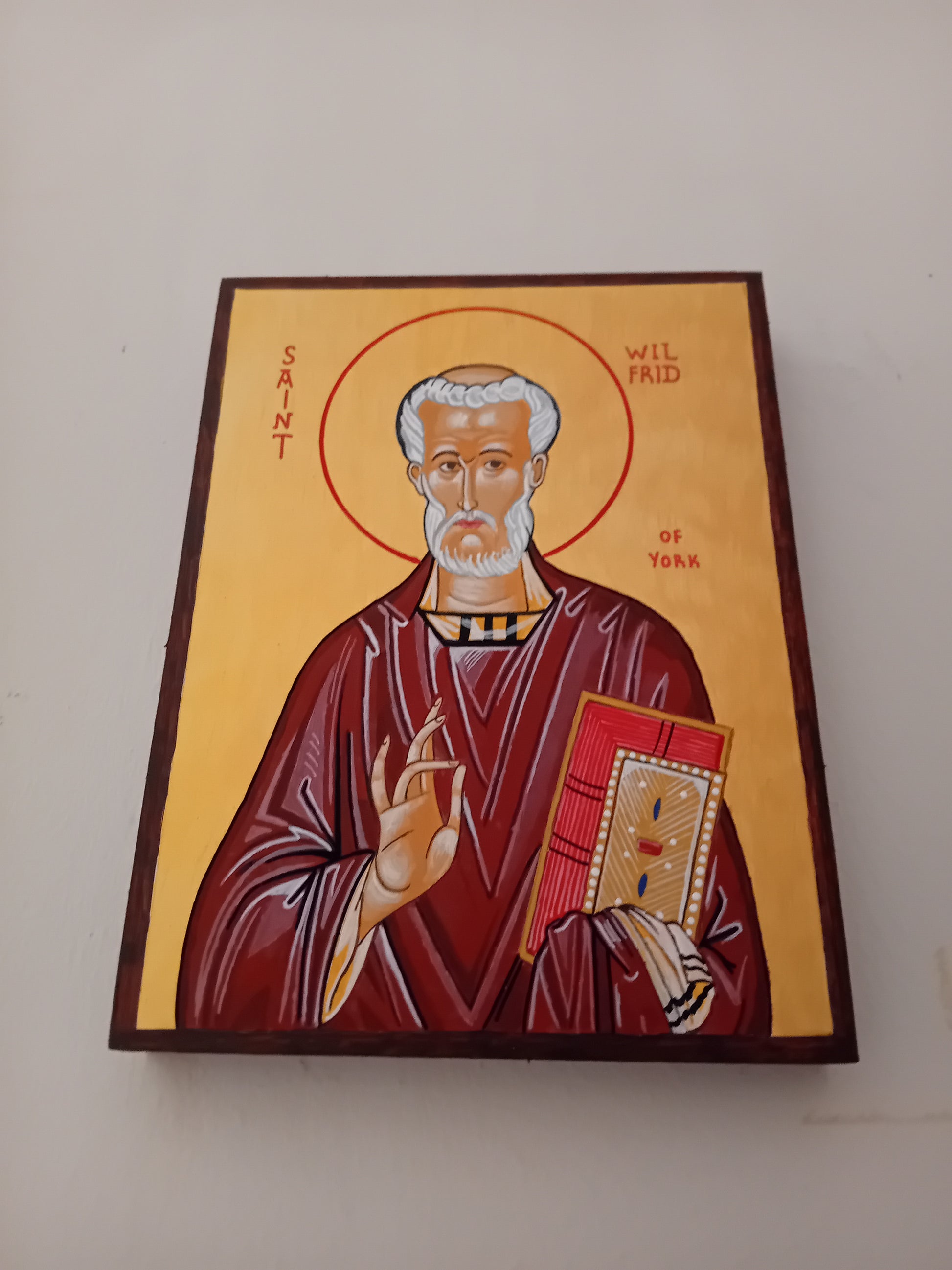 Handpainted catholic religious icon Saint Wilfrid Bishop of York - Handmadeiconsgreece