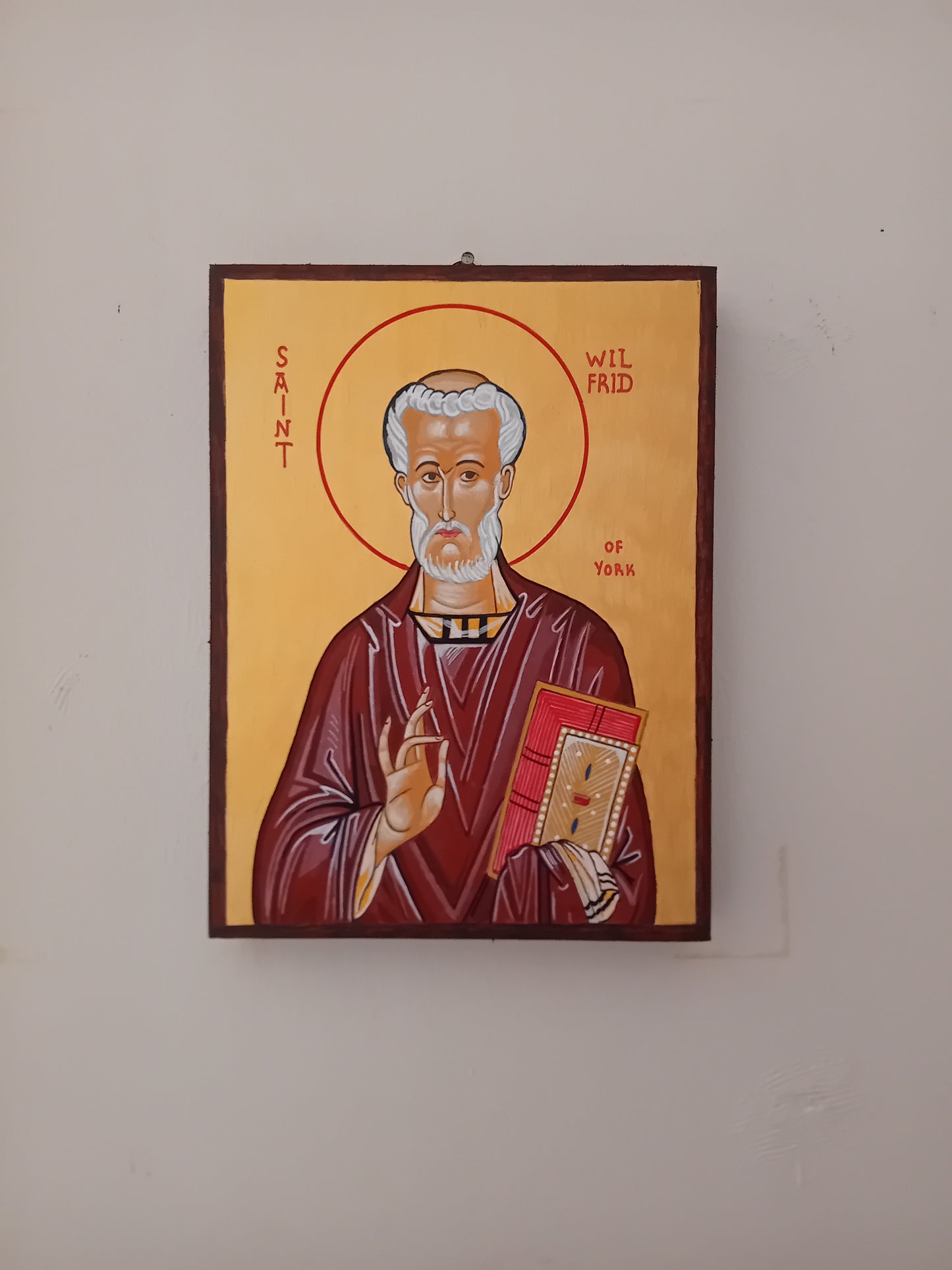 Handpainted catholic religious icon Saint Wilfrid Bishop of York - Handmadeiconsgreece