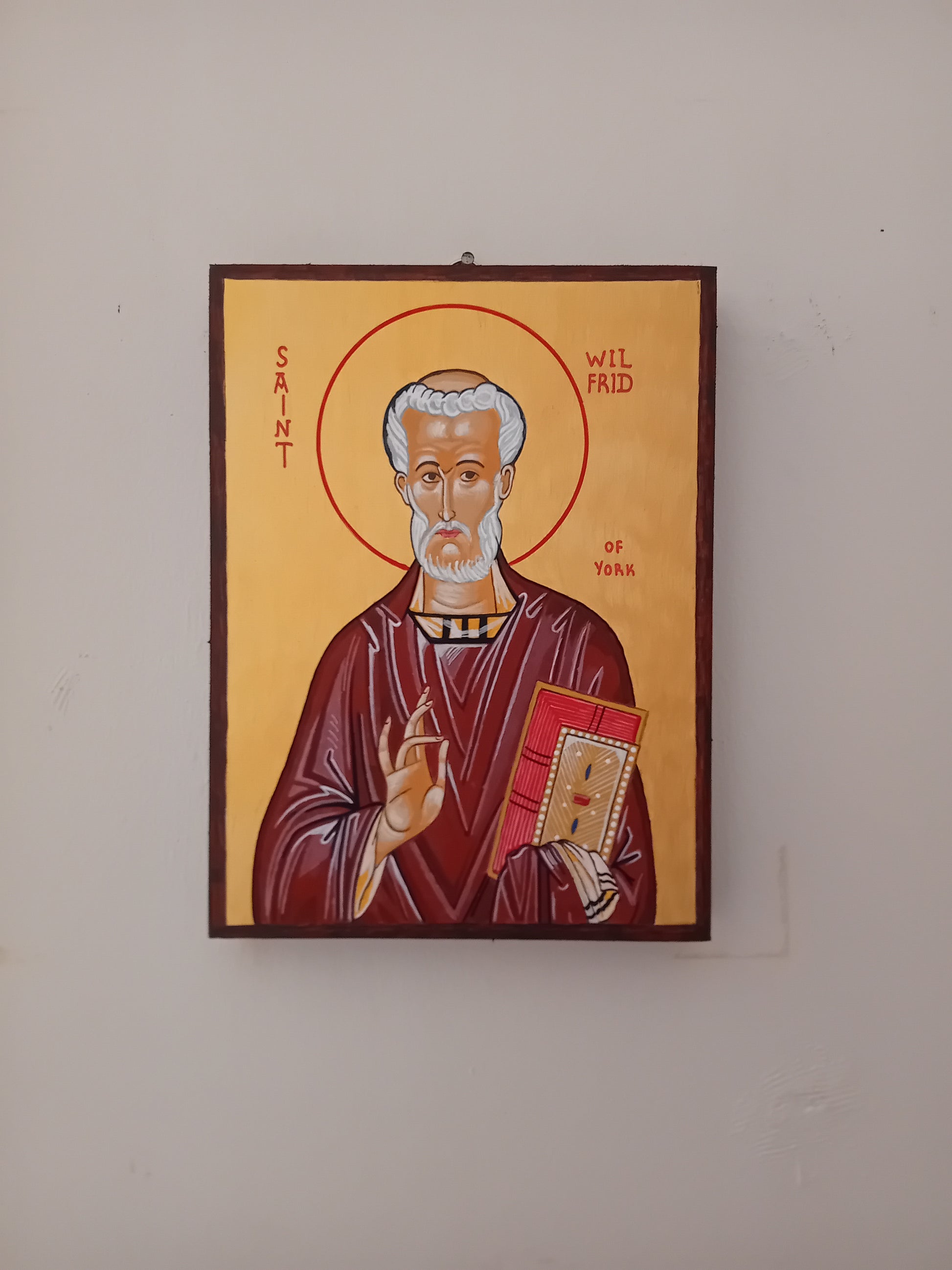 Handpainted catholic religious icon Saint Wilfrid Bishop of York - Handmadeiconsgreece