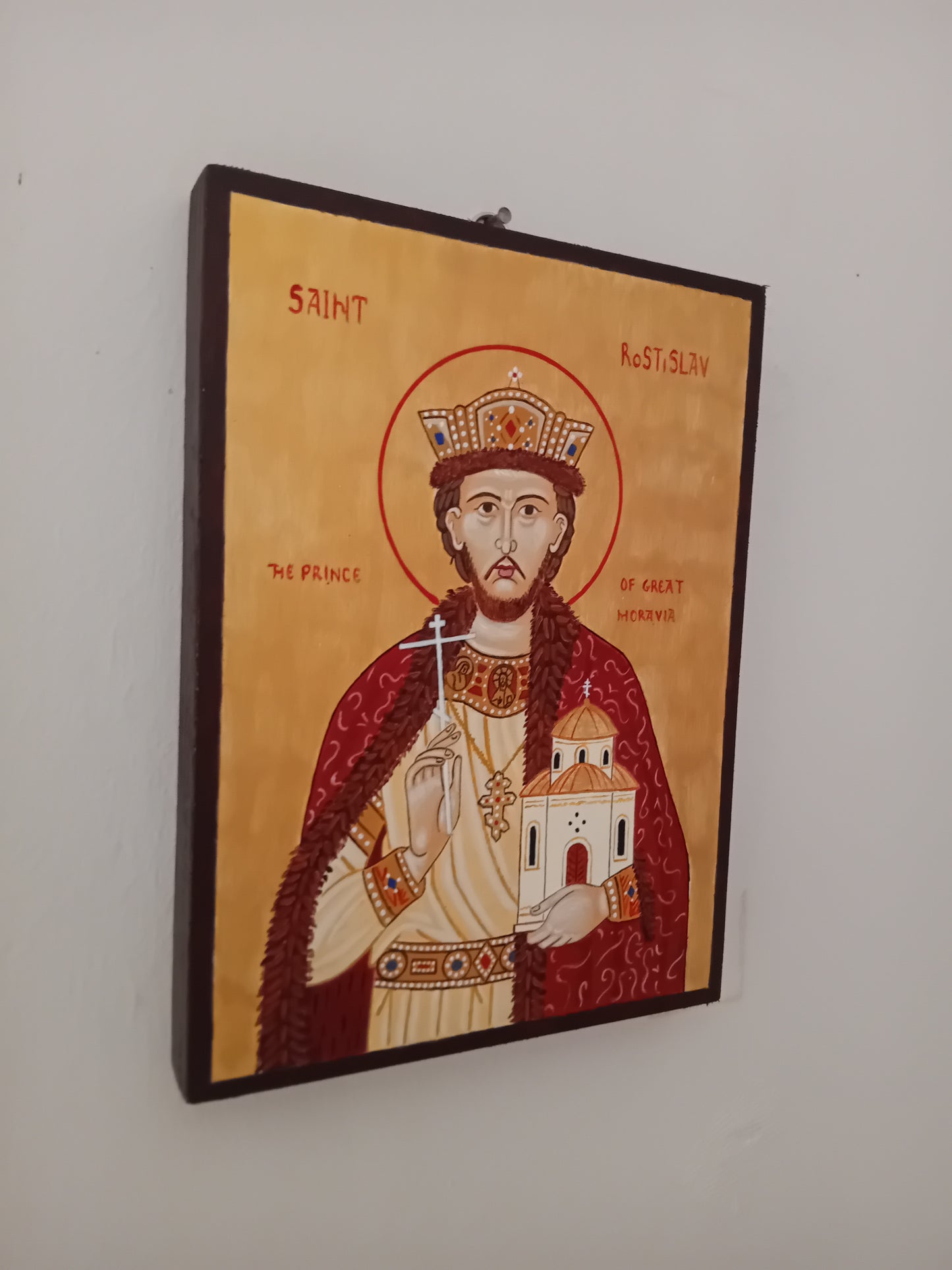 Handpainted orthodox religious icon Saint Rostislav the Prince of Great Moravia - Handmadeiconsgreece