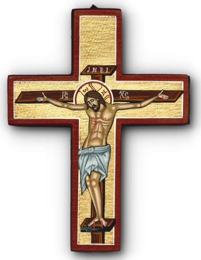 Handpainted orthodox religious cross with Jesus Christ - Handmadeiconsgreece 