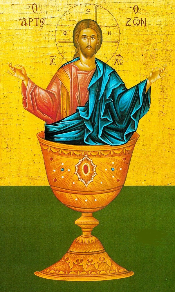 Handpainted orthodox religious icon Jesus Christ the Bread of Life - Handmadeiconsgreece 
