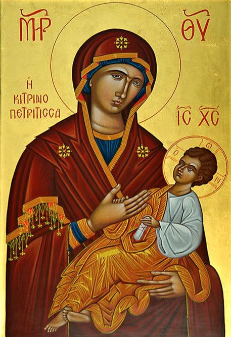 Handpainted orthodox religious icon Panagia Kitrinopetritissa or Yellow Rock - Handmadeiconsgreece
