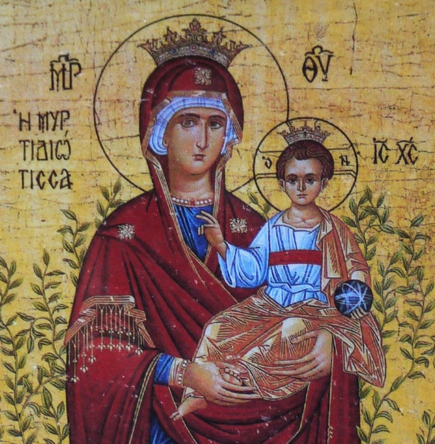 Handpainted orthodox religious icon Panagia Myrtidiotissa - Handmadeiconsgreece