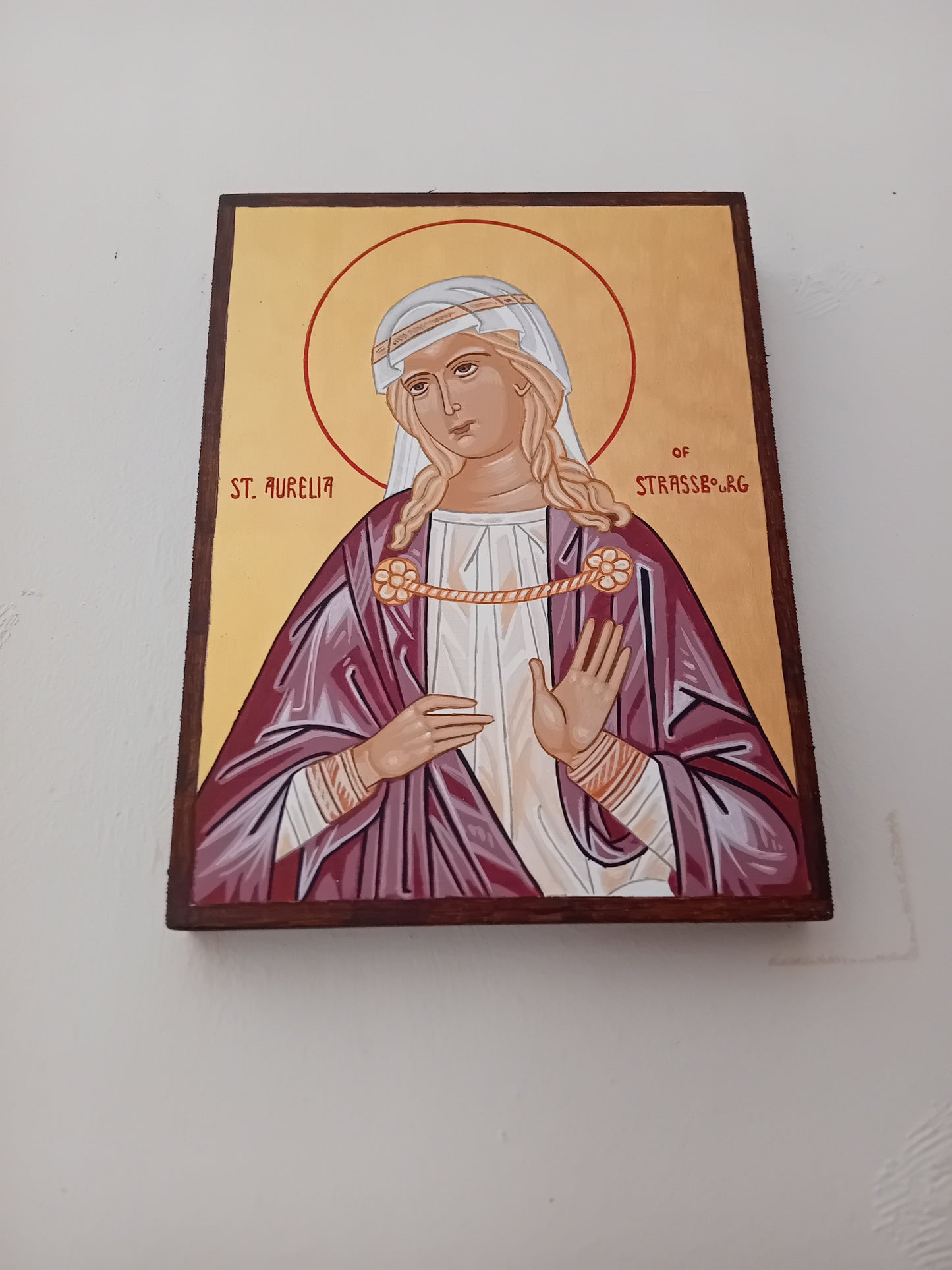 Handpainted catholic religious icon Saint Aurelia of Strasbourg - HandmadeIconsGreece