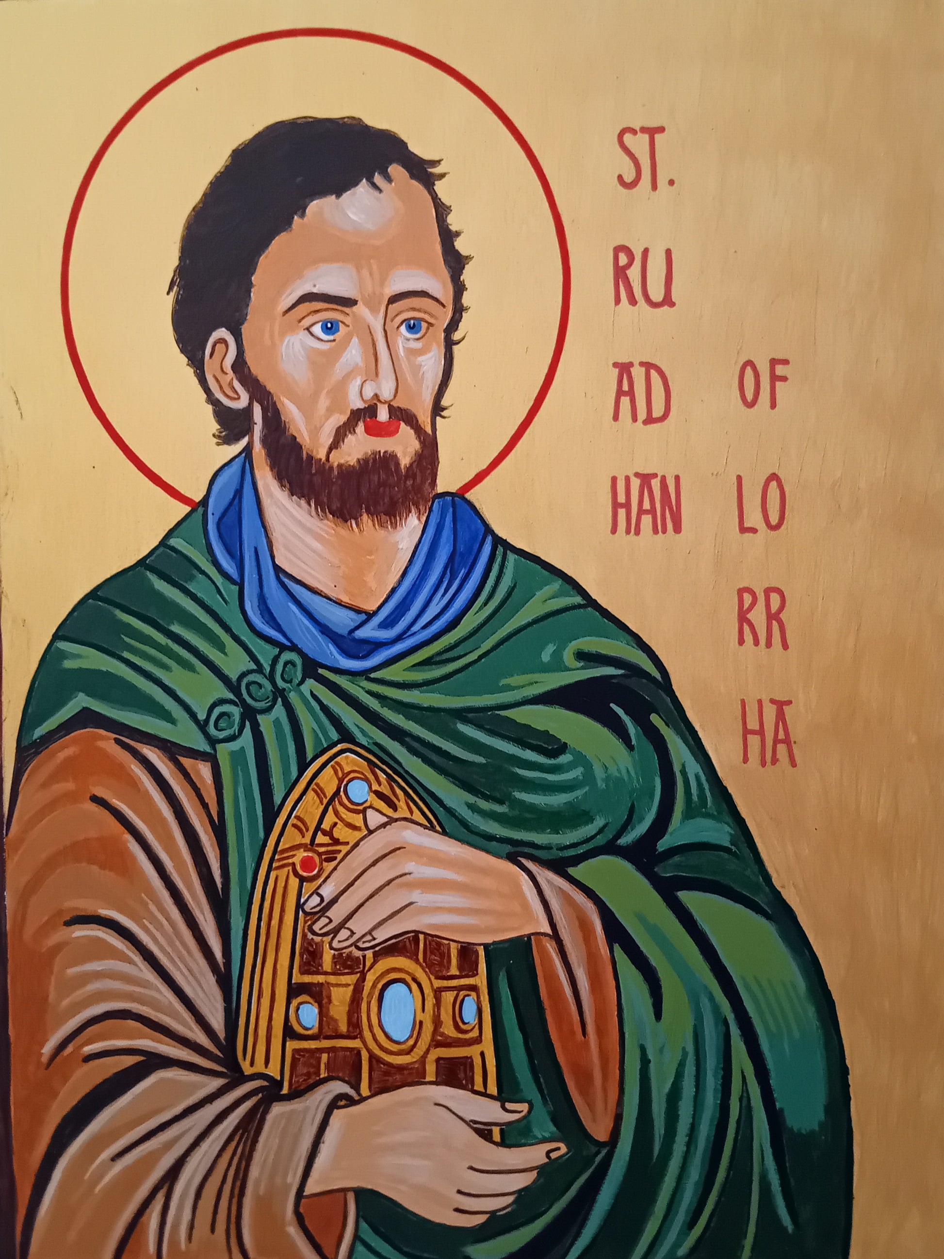 Handpainted catholic religious icon Saint Ruadan of Lorrha - Handmadeiconsgreece
