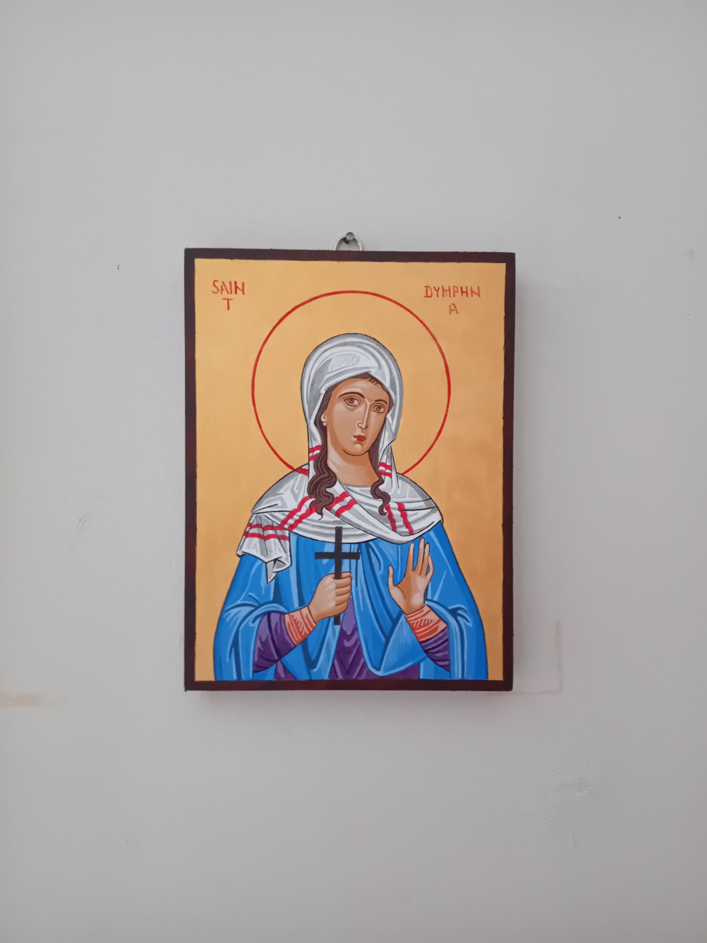Handpainted orthodox religious icon Saint Dymphna - Handmadeiconsgreece
