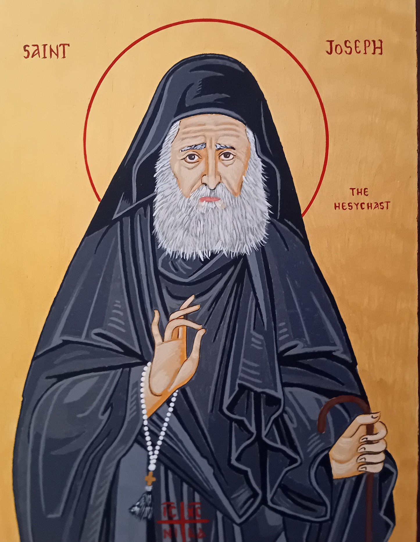 Handpainted orthodox religious icon Saint Joseph the Hesychast - Handmadeiconsgreece