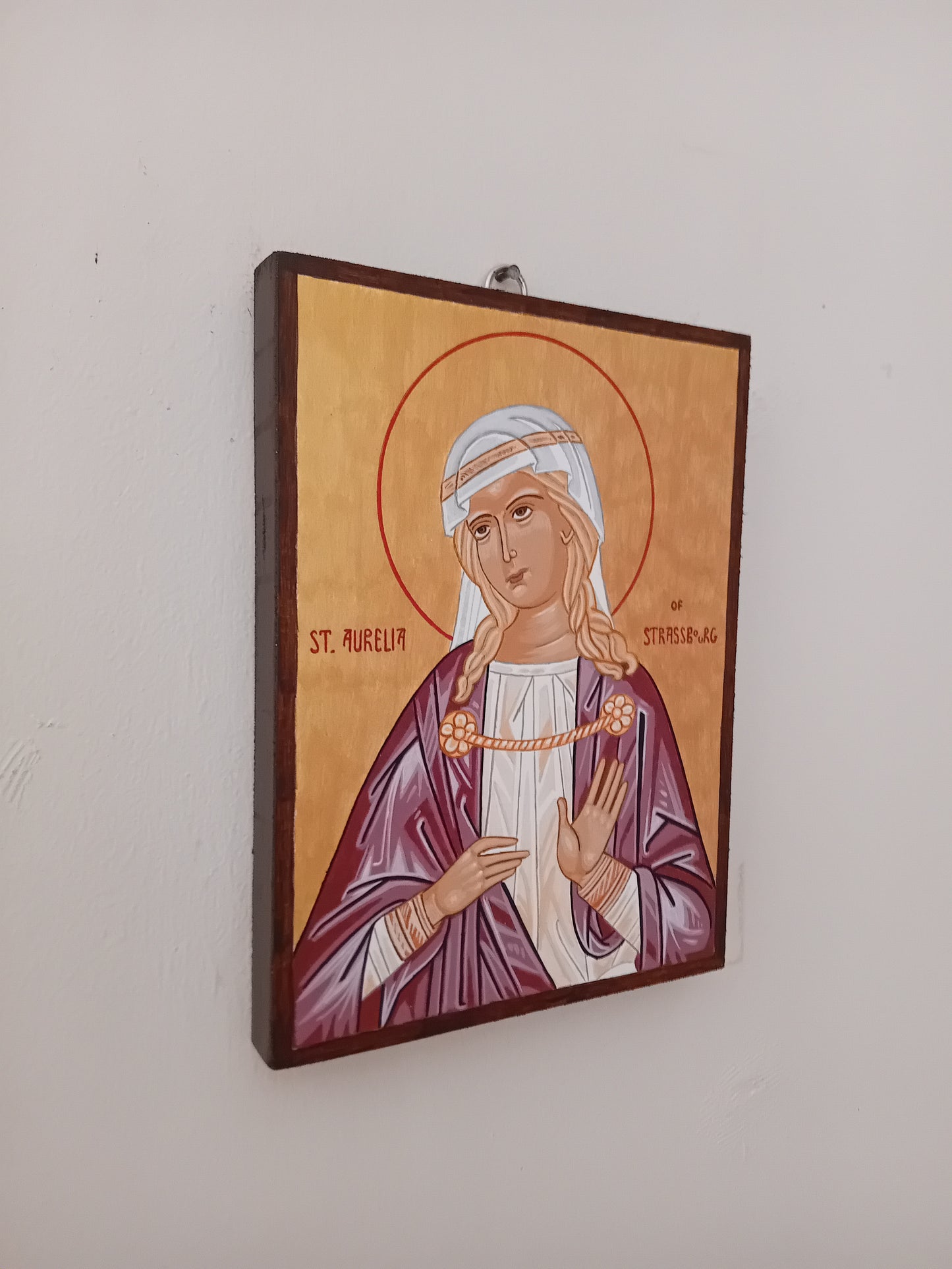 Handpainted catholic religious icon Saint Aurelia of Strasbourg - HandmadeIconsGreece