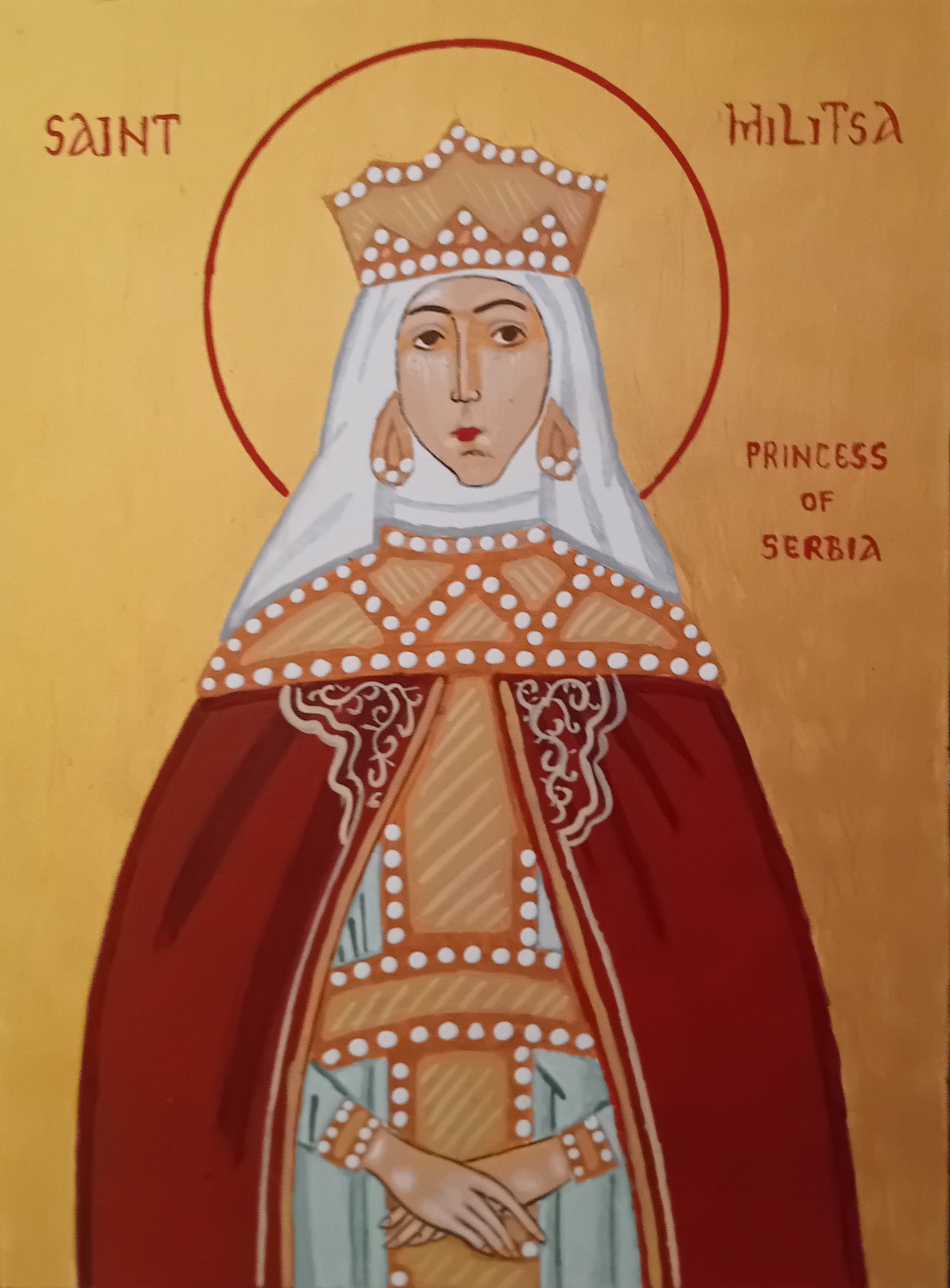 Handpainted orthodox religious icon Saint Militsa Princess of Serbia - Handmadeiconsgreece