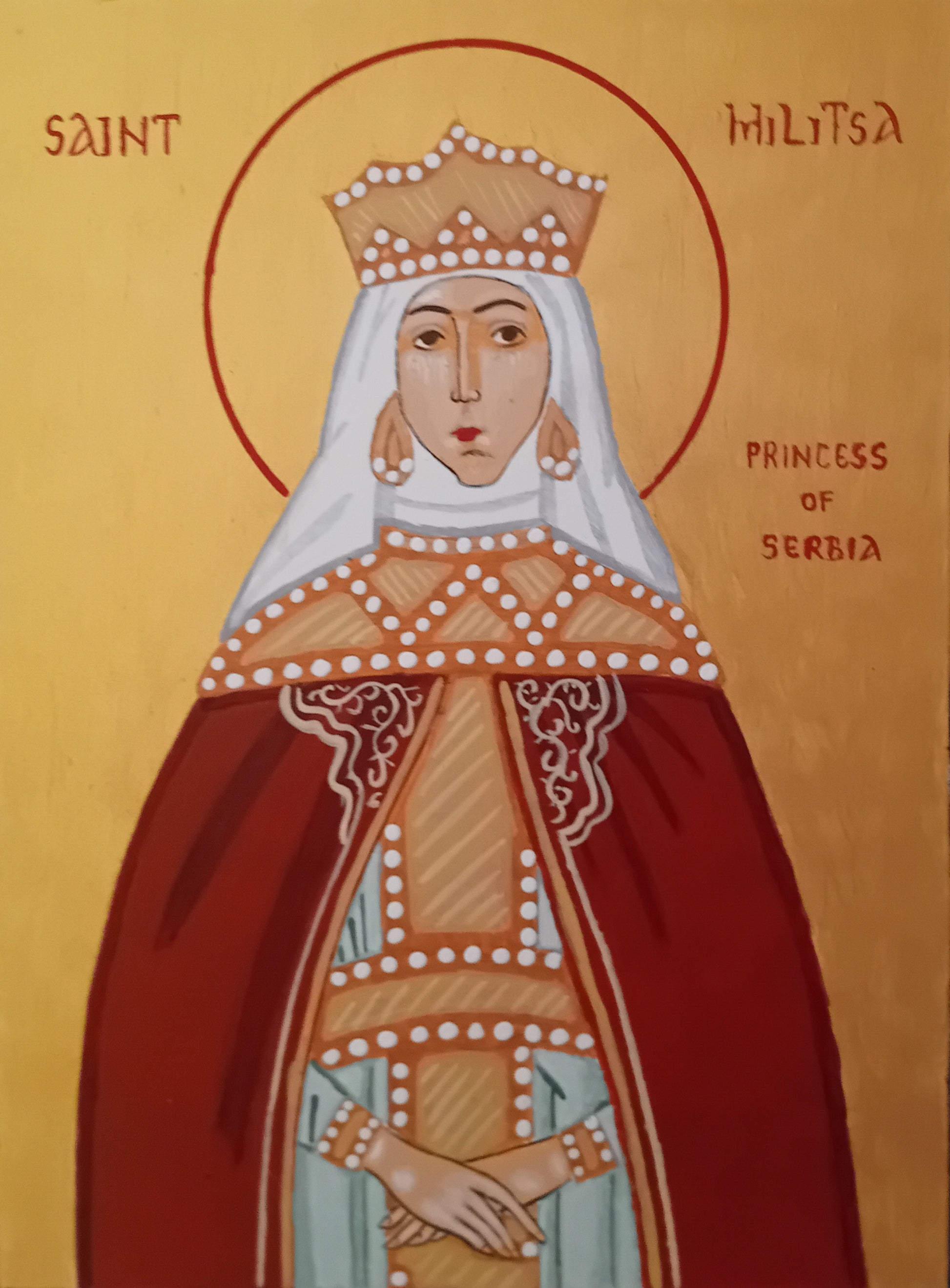 Handpainted orthodox religious icon Saint Militsa Princess of Serbia - Handmadeiconsgreece