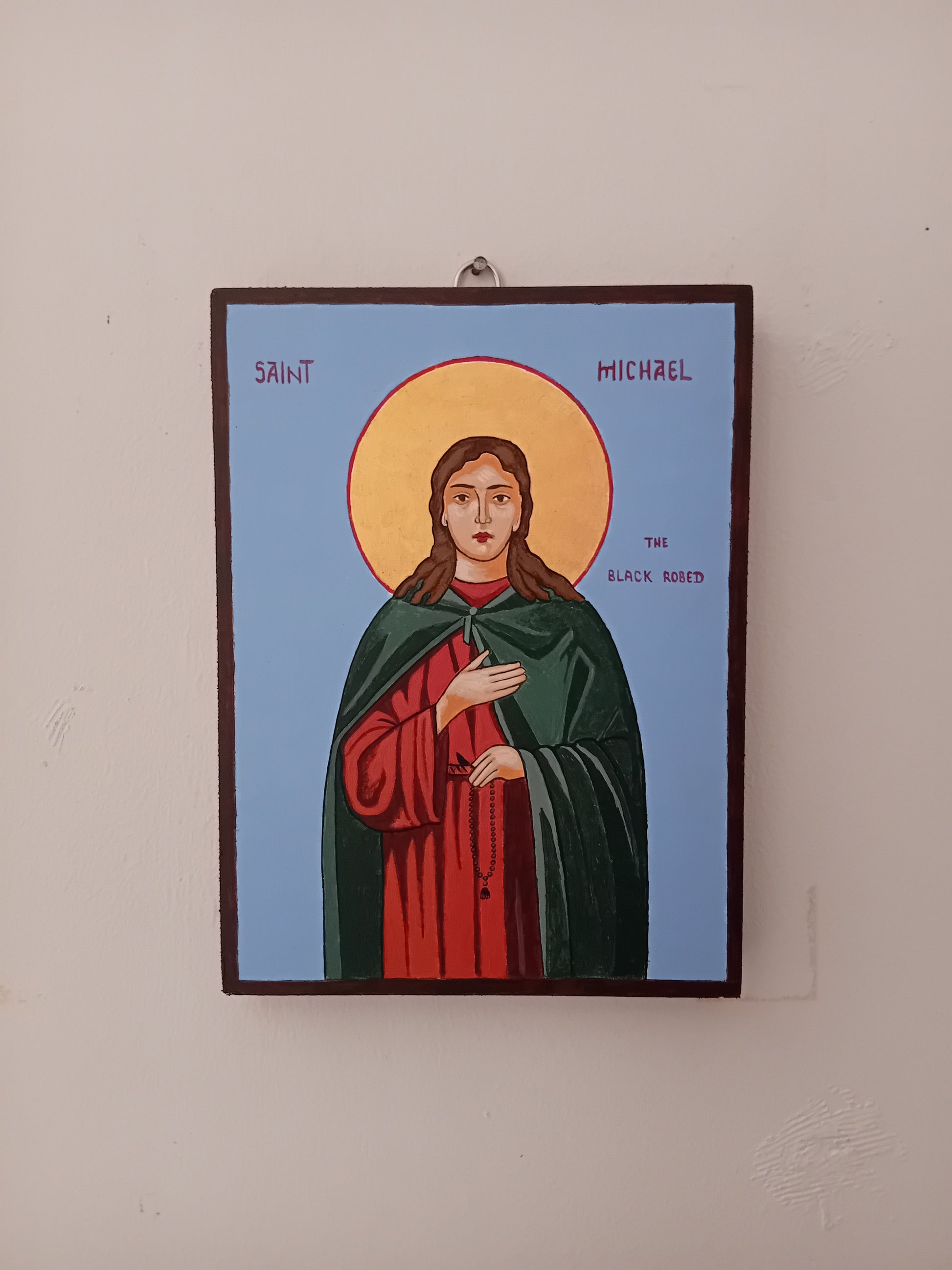 Handpainted orthodox religious icon Saint Michael the Black Robed of Saint Savva Monastery - Handmadeiconsgreece