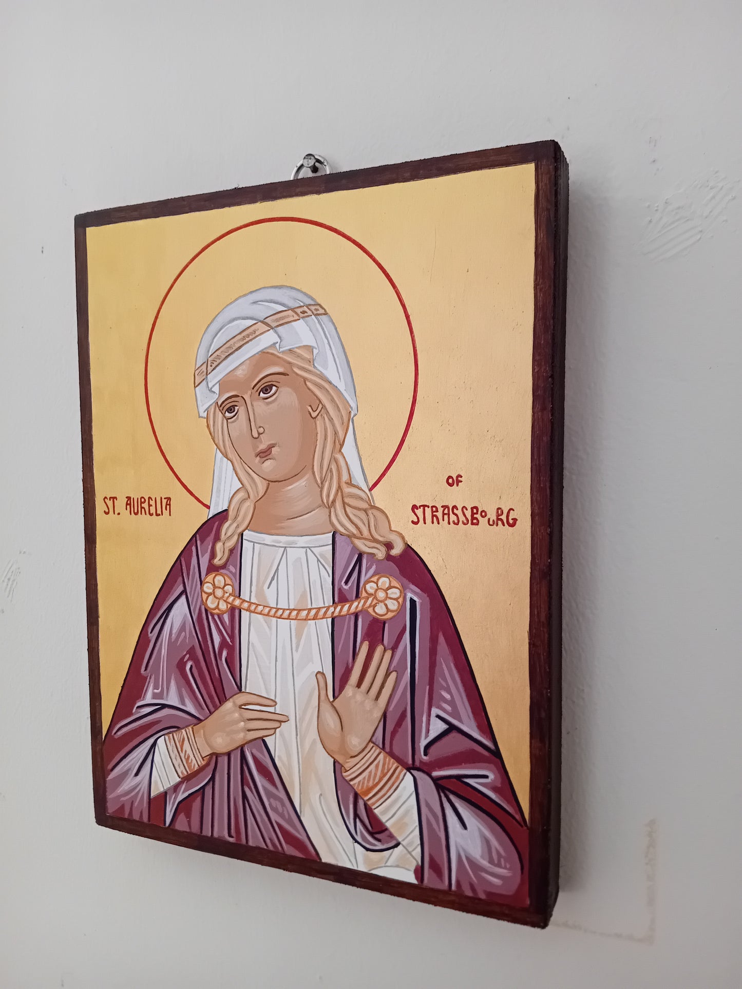 Handpainted catholic religious icon Saint Aurelia of Strasbourg - HandmadeIconsGreece