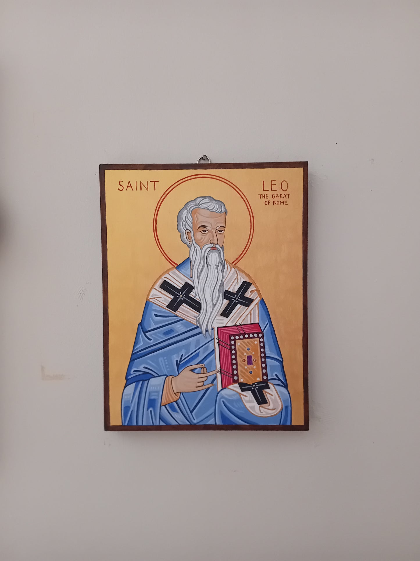 Handpainted orthodox religious icon Saint Leo the Great - HandmadeIconsGreece
