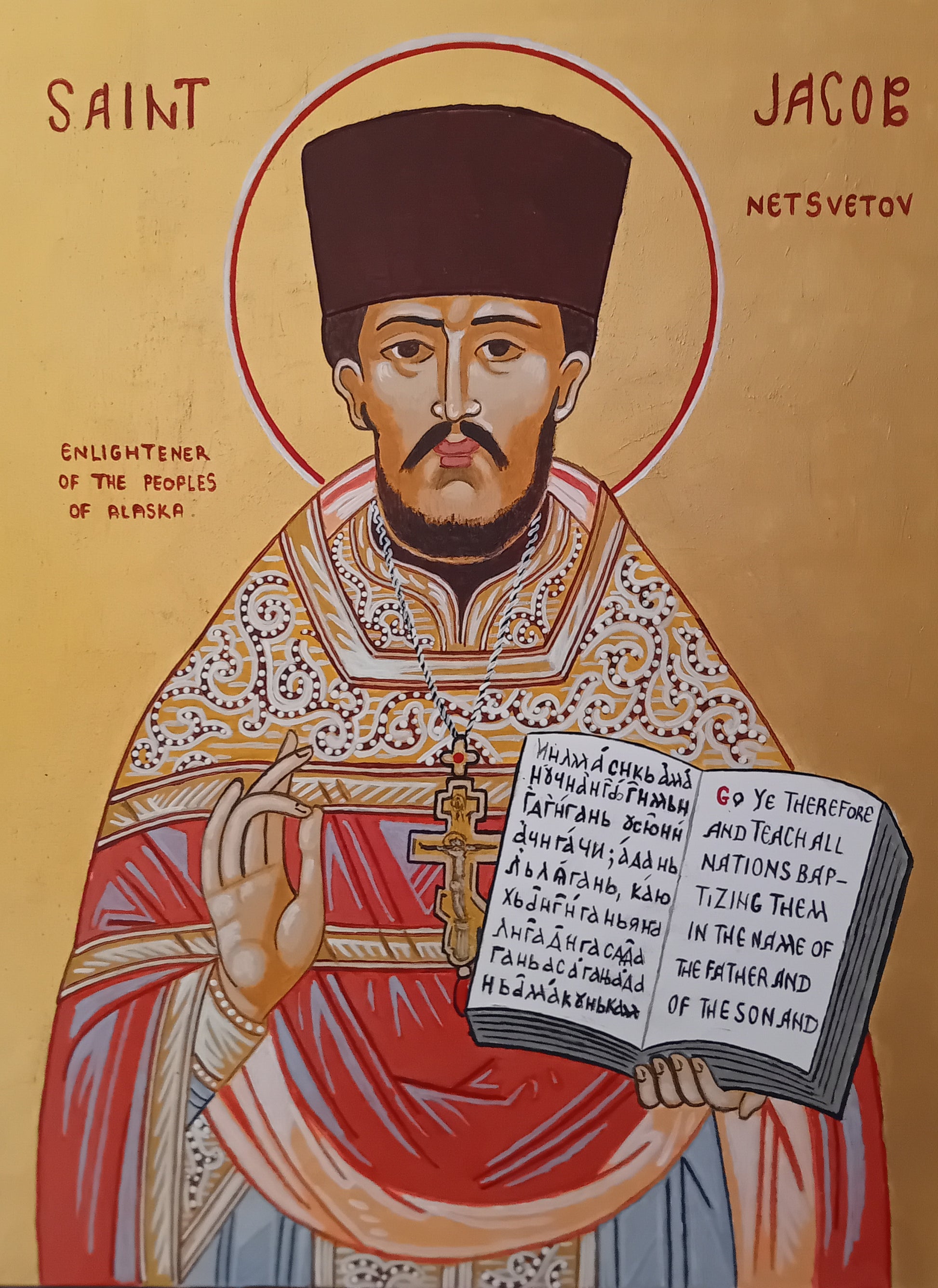 Handpainted orthodox religious icon Saint Jacob Netsvetov the Enlightener of the Peoples of Alaska - Handmadeiconsgreece