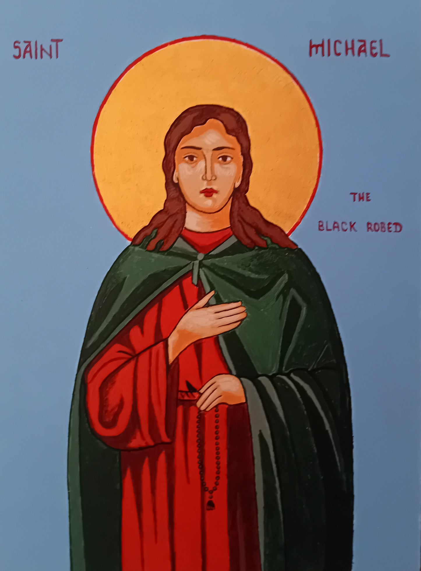 Handpainted orthodox religious icon Saint Michael the Black Robed of Saint Savva Monastery - Handmadeiconsgreece