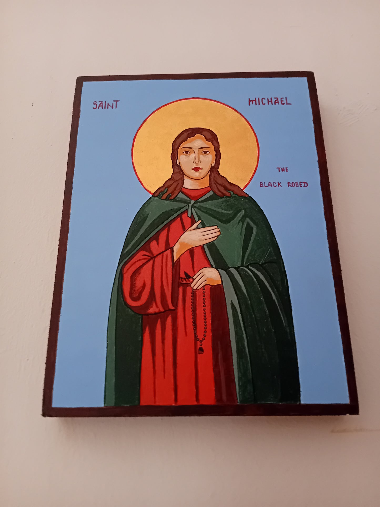 Handpainted orthodox religious icon Saint Michael the Black Robed of Saint Savva Monastery - Handmadeiconsgreece