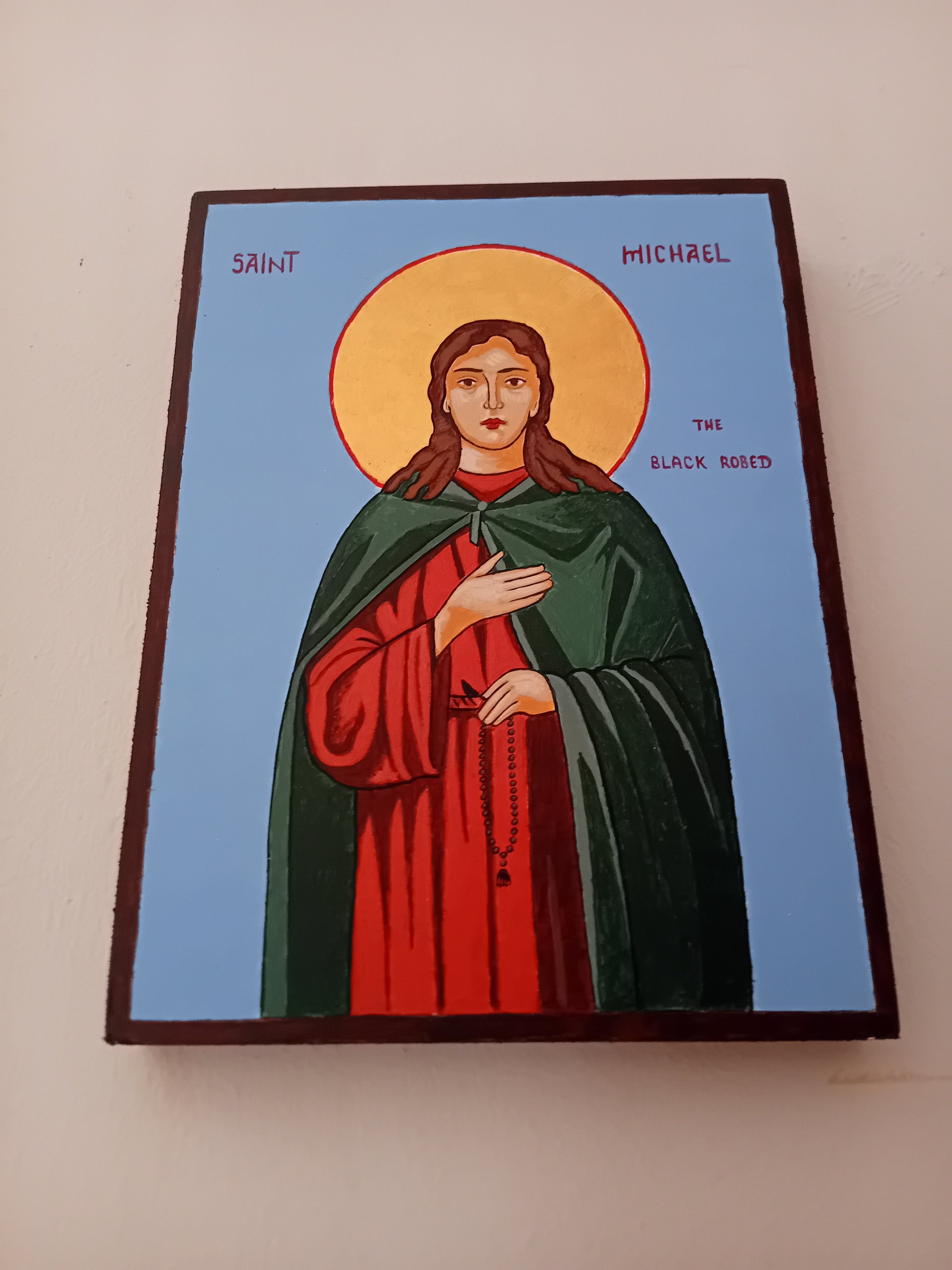 Handpainted orthodox religious icon Saint Michael the Black Robed of Saint Savva Monastery - Handmadeiconsgreece