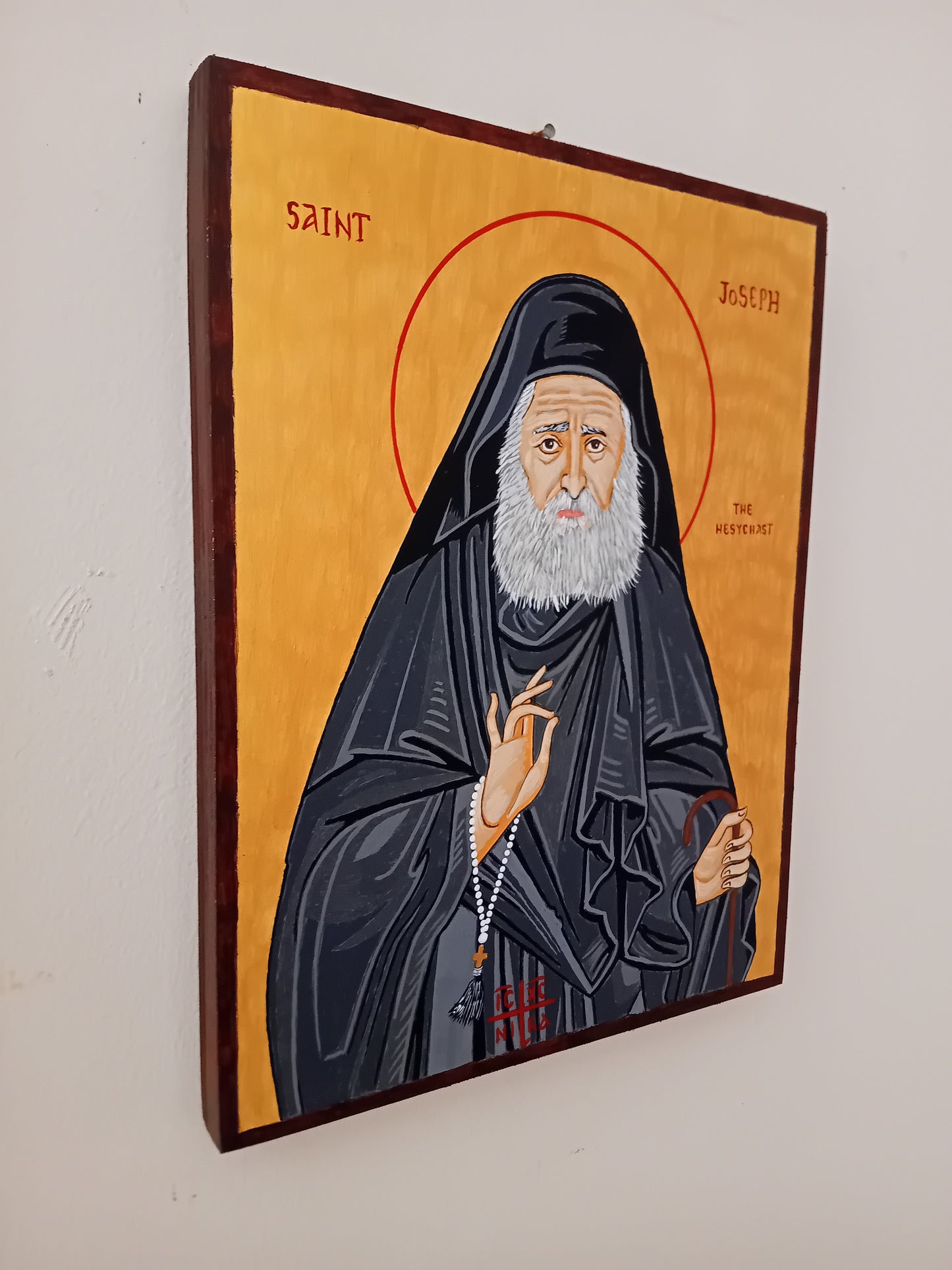 Handpainted orthodox religious icon Saint Joseph the Hesychast - Handmadeiconsgreece