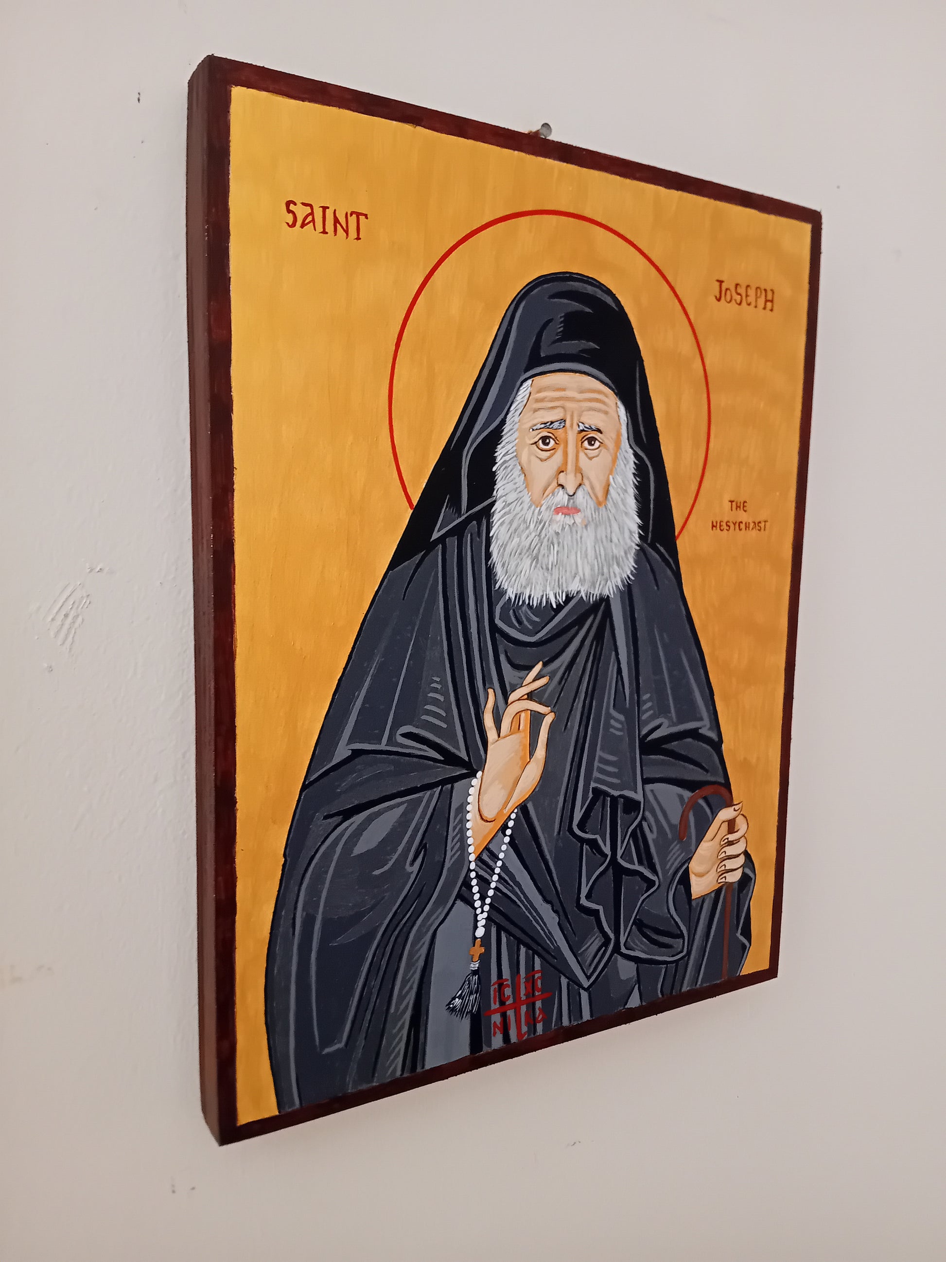 Handpainted orthodox religious icon Saint Joseph the Hesychast - Handmadeiconsgreece