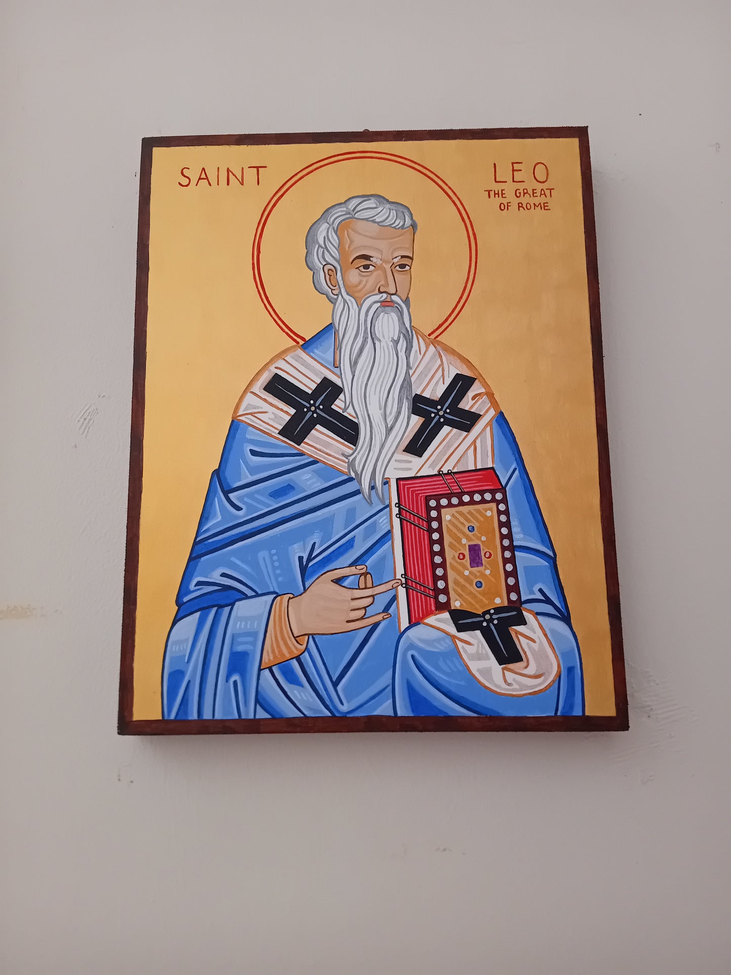 Handpainted orthodox religious icon Saint Leo the Great - HandmadeIconsGreece