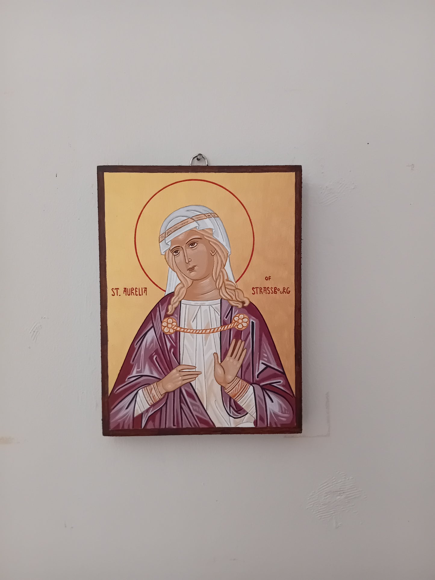 Handpainted catholic religious icon Saint Aurelia of Strasbourg - HandmadeIconsGreece