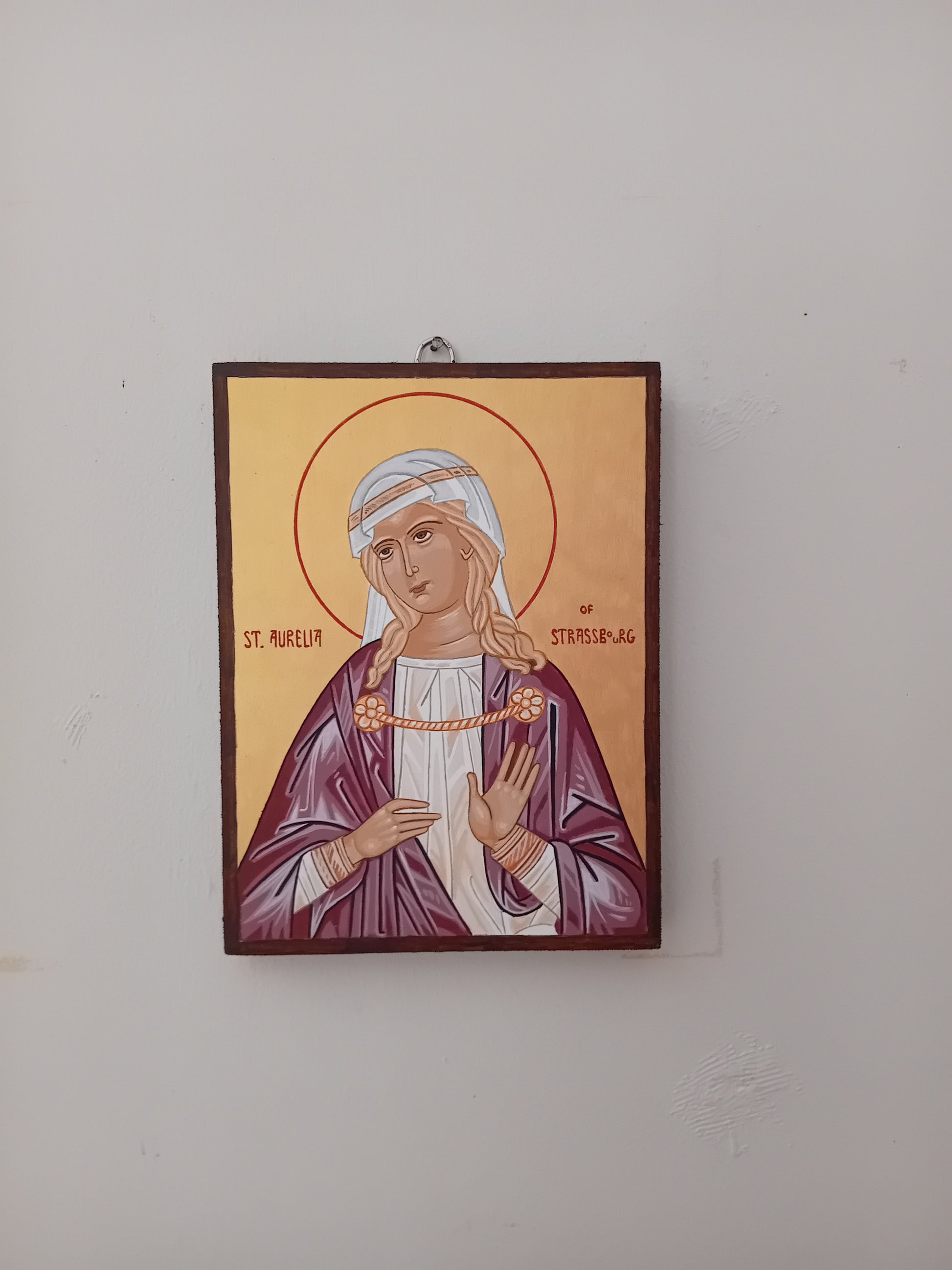 Handpainted catholic religious icon Saint Aurelia of Strasbourg - HandmadeIconsGreece