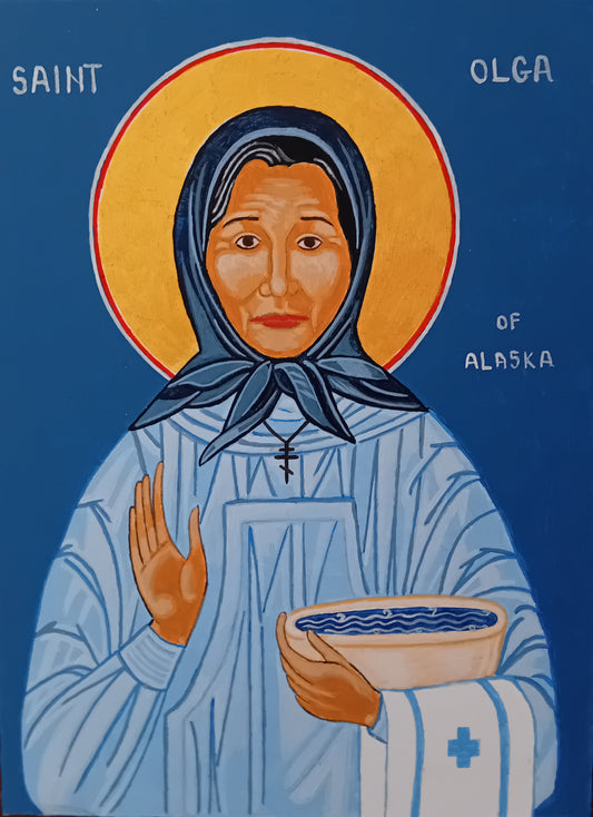 Handpainted orthodox religious icon Saint Olga of Alaska - Handmadeiconsgreece