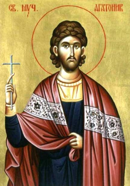 Handpainted orthodox religious icon Saint Agathonikos of Nicomedia - Handmadeiconsgreece