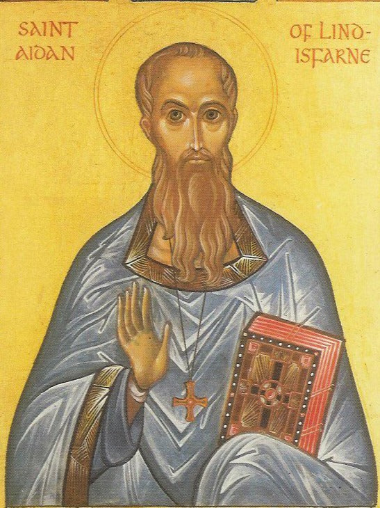 Handpainted catholic religious icon Saint Aidan the Bishop of Lindesfarne - Handmadeiconsgreece