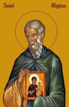 Handpainted orthodox religious icon Saint Alypius the Stylite - Handmadeiconsgreece
