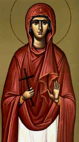 Handpainted orthodox religious icon Saint Anna of Leukadio - Handmadeiconsgreece